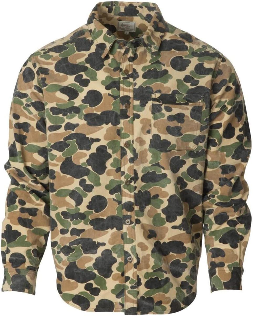 Avery Men's Heritage Chamois Soft Warm Cotton Button-Down Double-Stitched Long Sleeve Camo Hunting Shirt with Chest Pocket