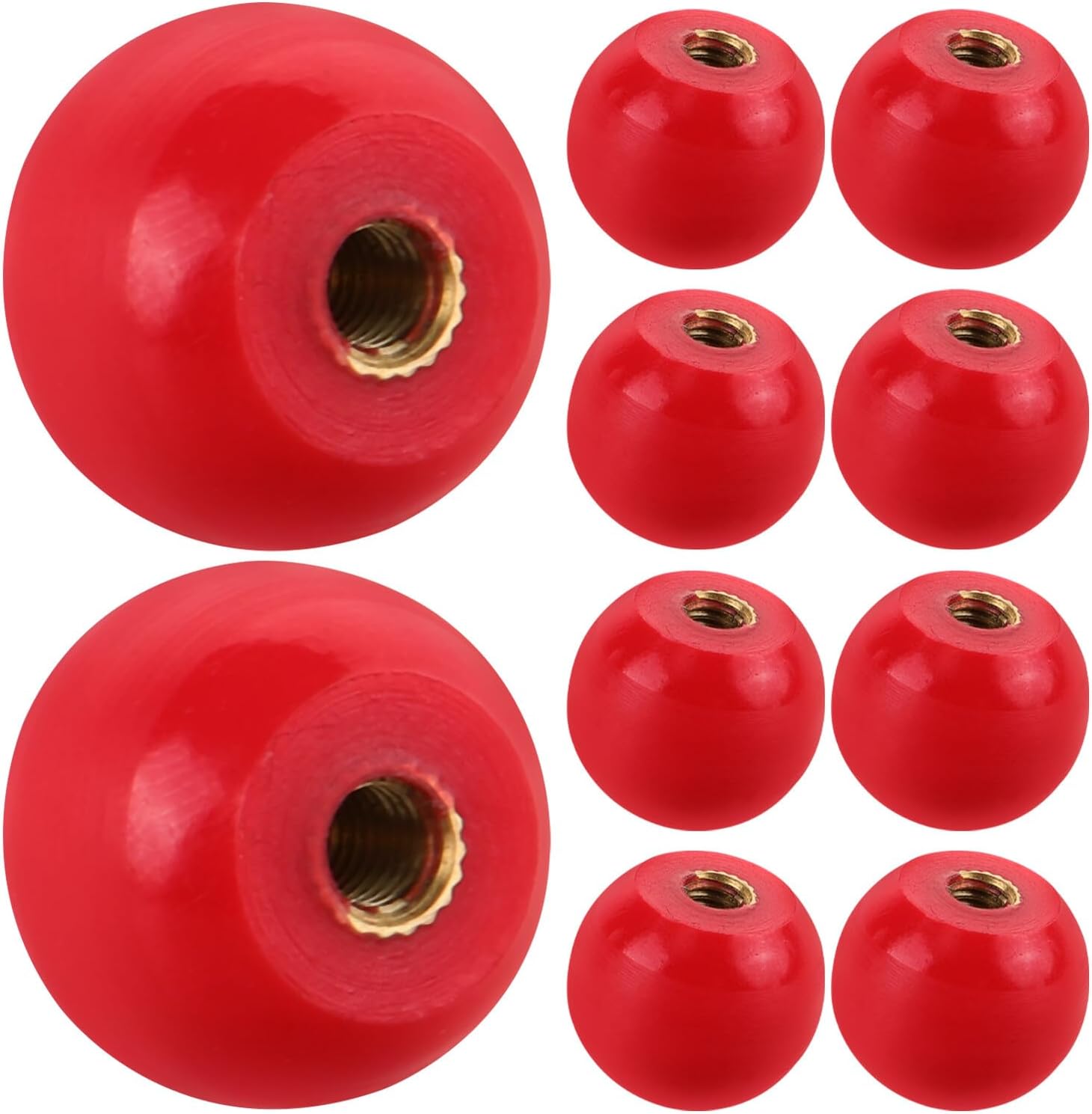 CHILDWEET 10pcs M4 Thread Black Bakelite Ball Knobs with Copper Core, Round Mechanical Handles for Milling Machines and Lathes, Sturdy Hand Crank Replacement for Industrial Use