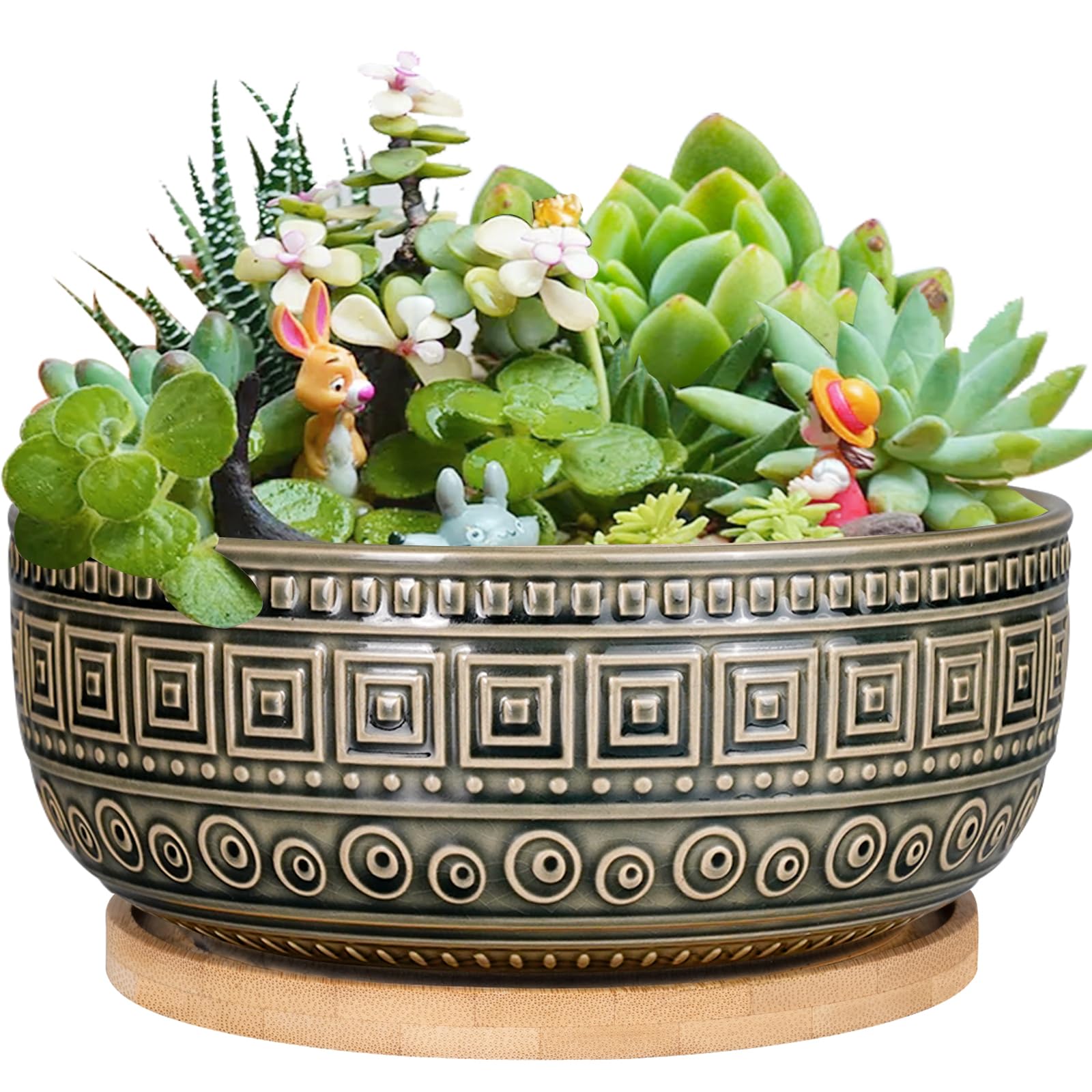 Pots de fleurs céramique plante intérieur 20,5 cm drainage soucoupe