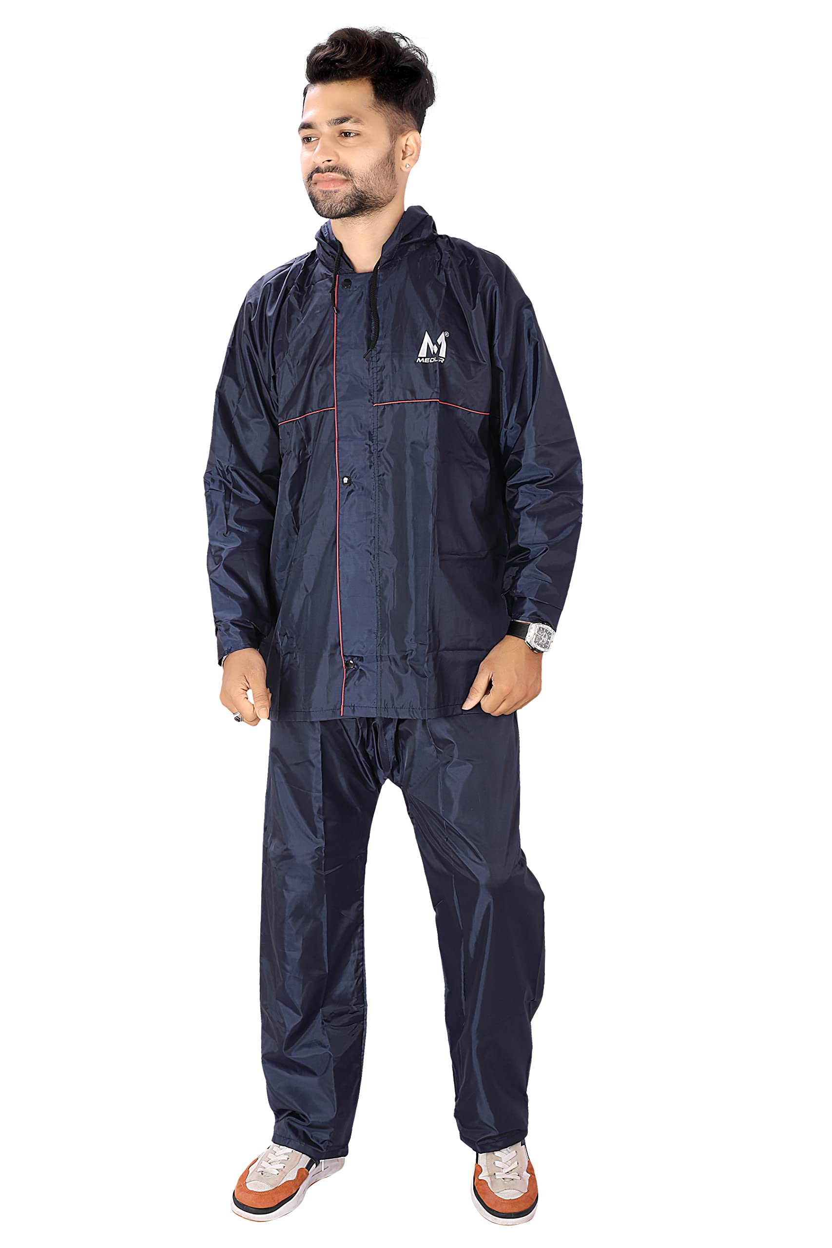 m medler MEDLER Fame Mens Raincoat with Adjustable Hood | Reversible Raincoat for Men | Rain Coat with Waterproof Pant and Carrying Pouch-picture-17