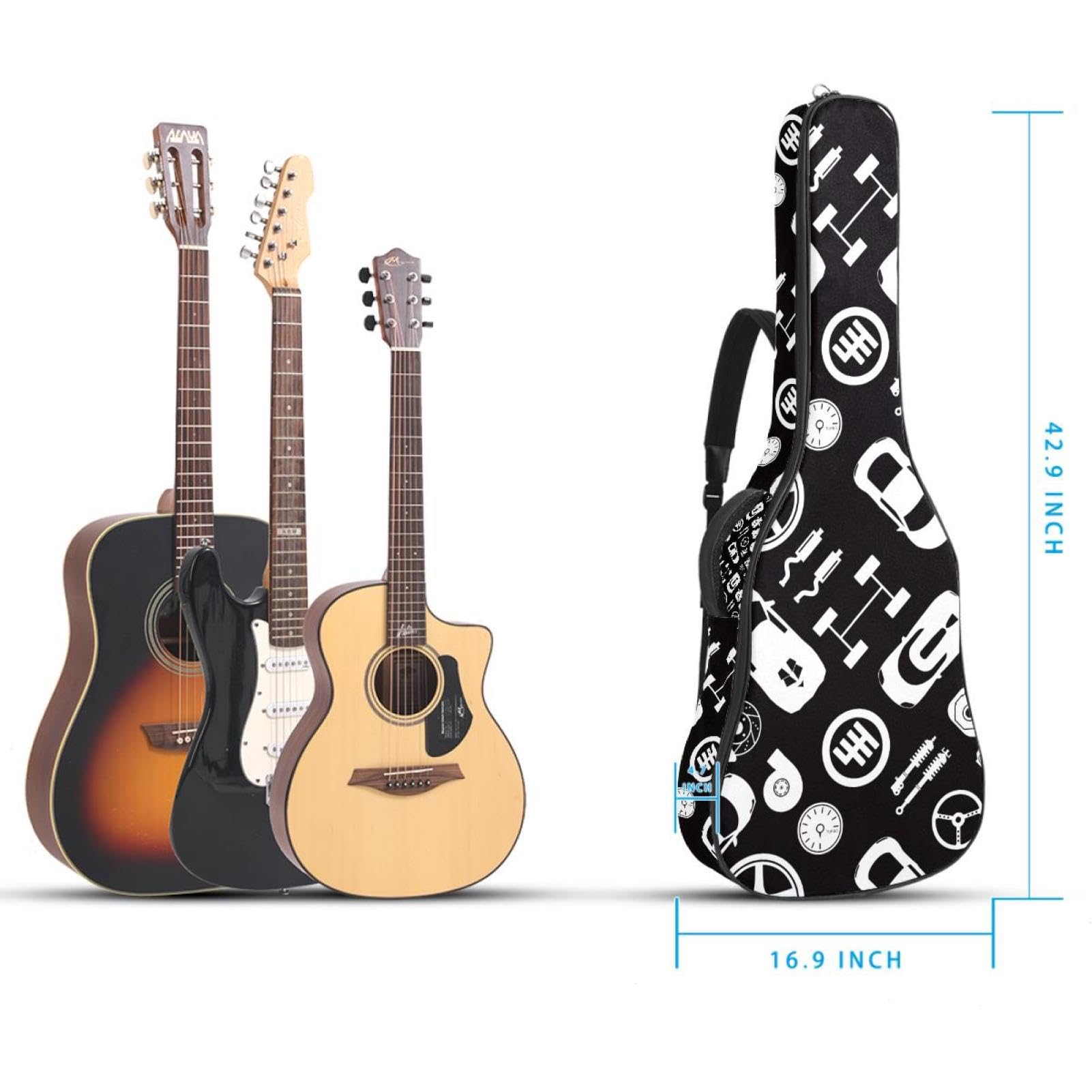Torba na gitarę akustyczną wodoodporny plecak na gitarę grubo miękko wyściełany samochód klasyczna obudowa na gitarę, wielobarwny, 42.9x16.9x4.7 in, Organizer do torby