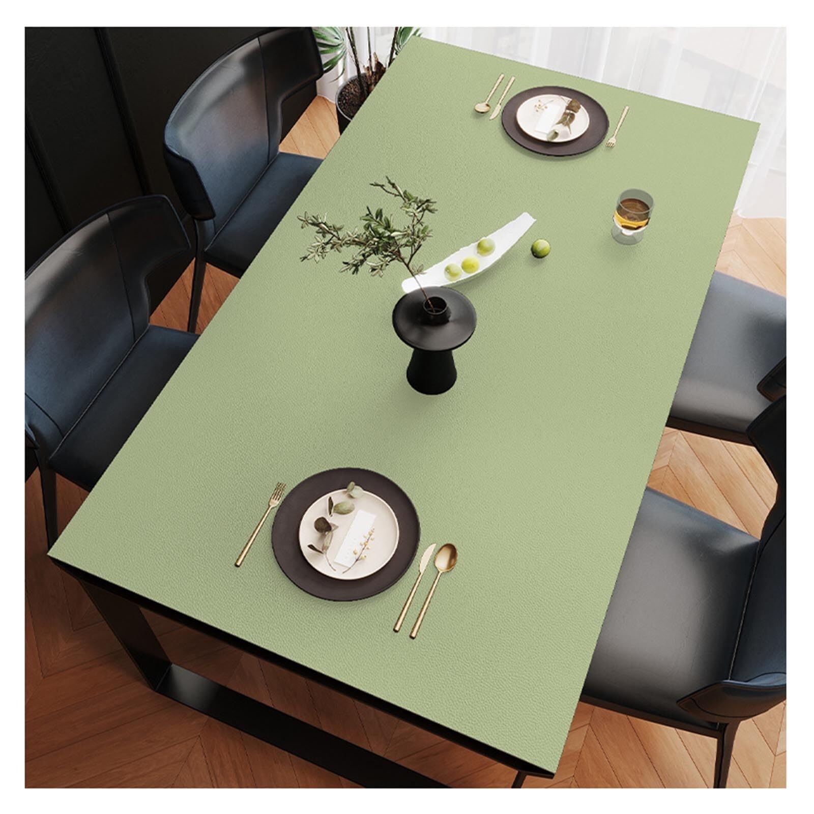 Wcxixo Leather Tablecloth Rectangle, Wipeable Waterproof Oil-Proof Faux Leather Dining Table Cloths, Heat Proof Coffee Table Mats, Table Protector Pad