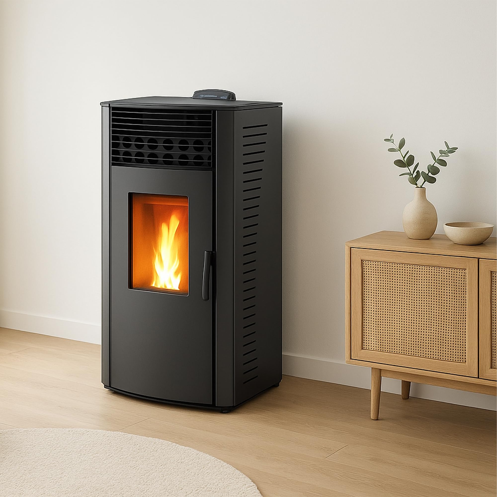 Anita Sannover - Forno a pellet ad aria, 12 kW, colore: Nero