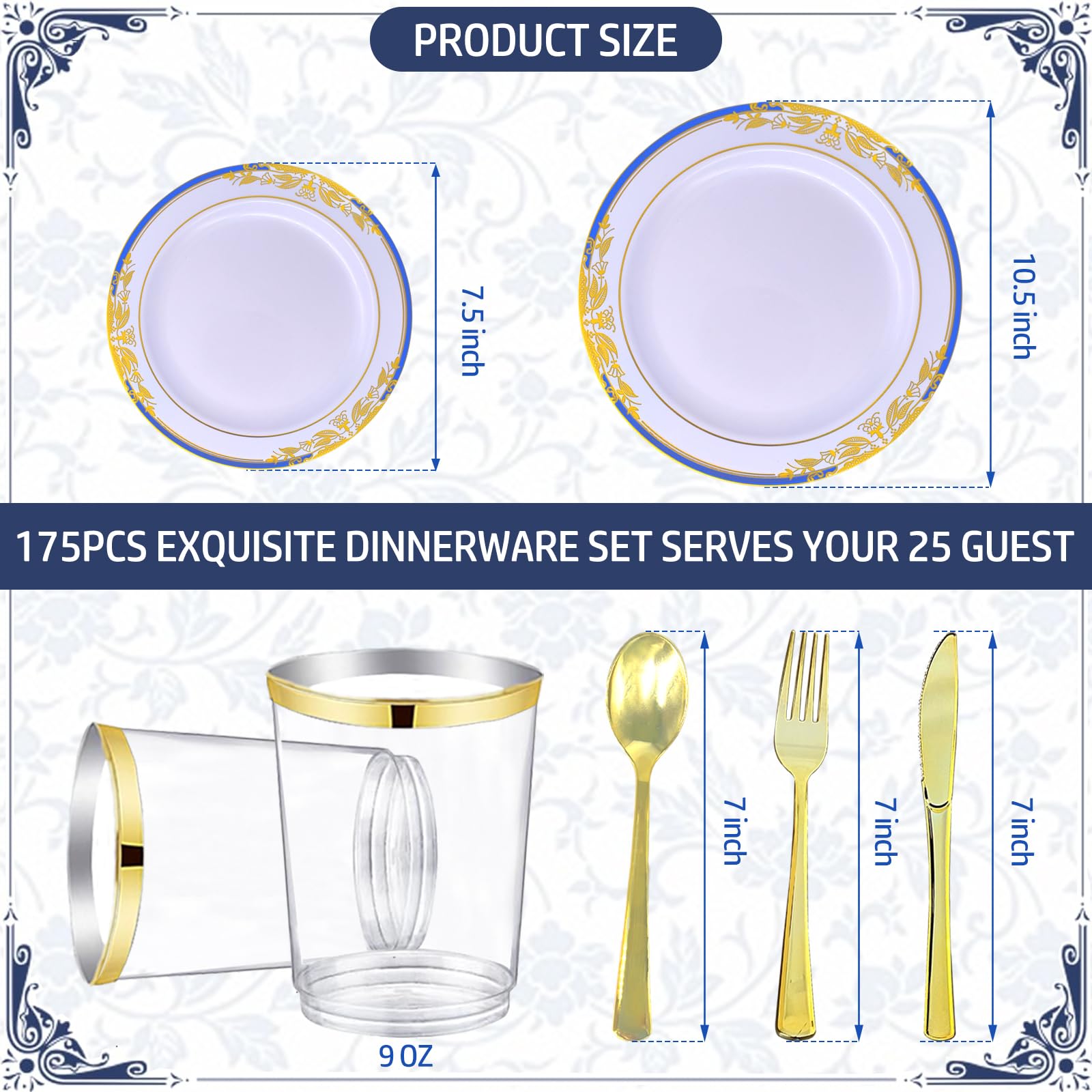 Gold Disposable Plates Set - Elegant Party Plates -2 Gold Disposable Plates Set - Elegant Party Plates -2