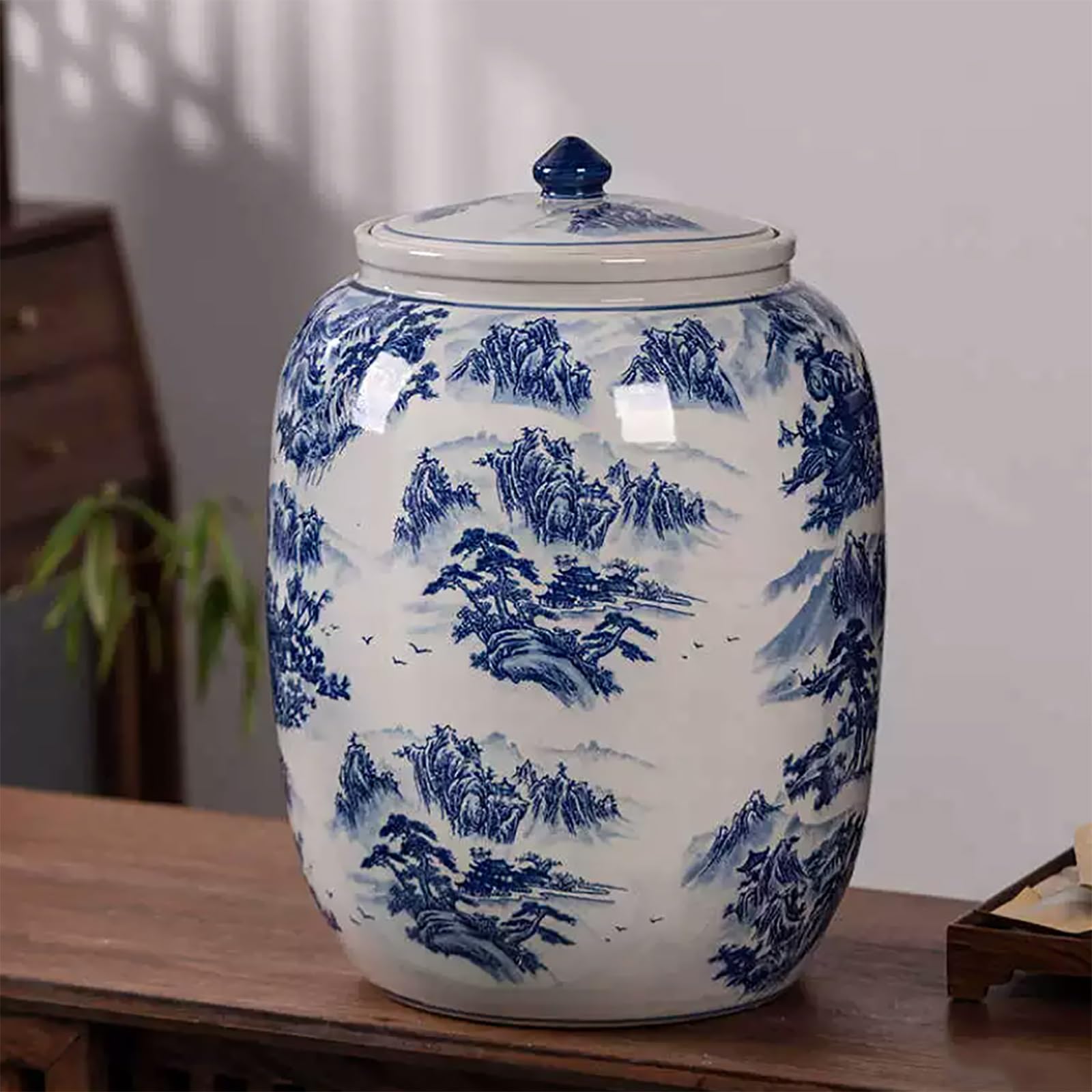 Vaso in Ceramica per Riso Contenitore di Conservazione in Ceramica per Riso e Cereali Dispenser di Riso Ermetico Grande Contenitore per Conservazione di Riso, Dispenser Alimentare di Grande Capacità