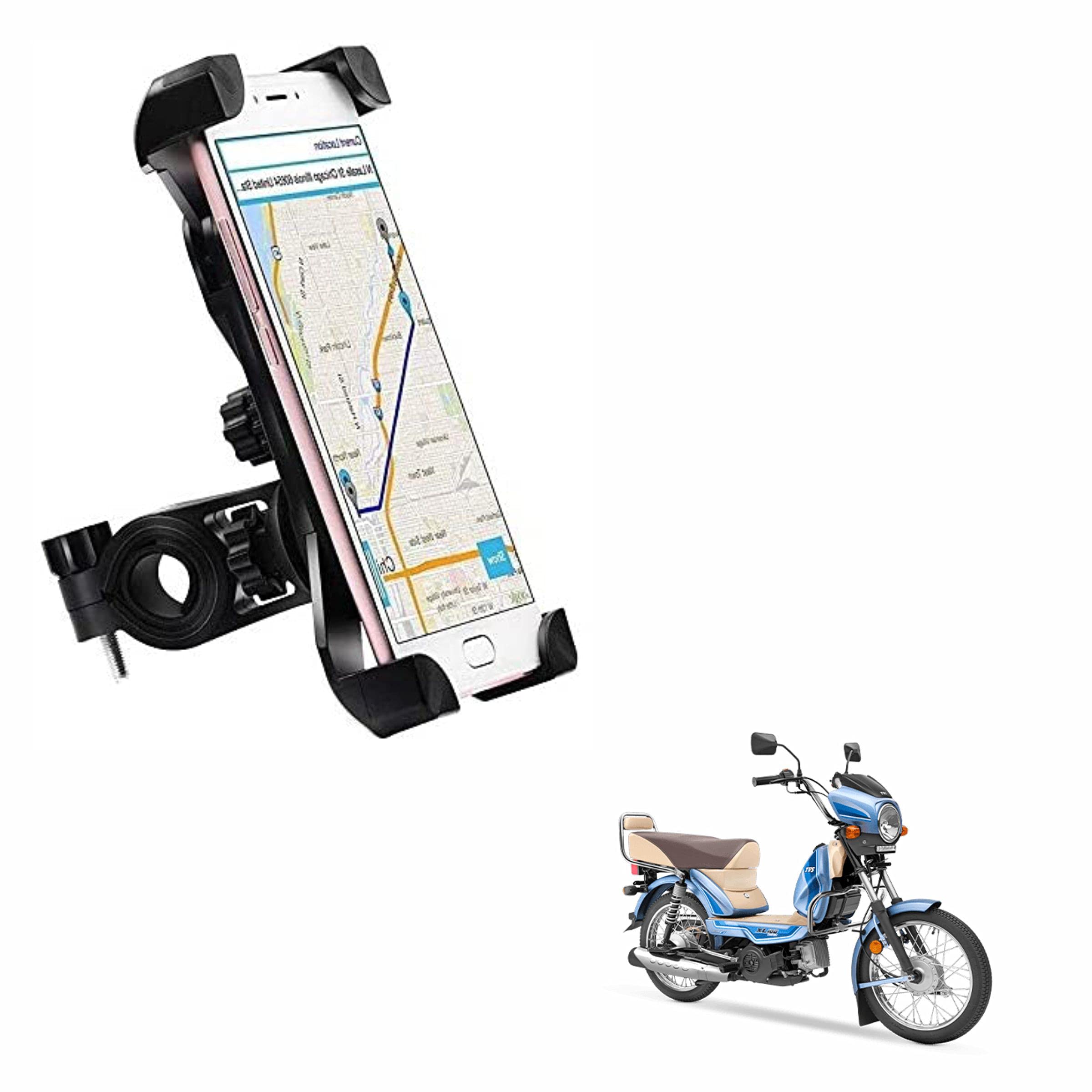 Bike Phone Mount Anti Shake and Stable Cradle Clamp with 360° Rotation Bike Phone Holder for TVS XL 100 Comfort (1 PCs, Black)-image-13