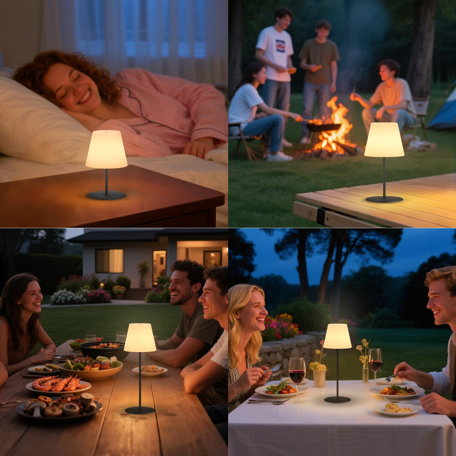 2 Stück Tischlampe Kabellos LED Akku Kleine Nachttischlampe Mini 8 Farben USB-C Aufladbar Tischleuchte Outdoor Indoor IP44 8-10h Akkulaufzeit Höhenanpassung Schwarz