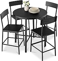 Vista 1 de Best Choice Products Juego de comedor redondo moderno de altura de mostrador de 5 piezas para cocina del hogar, comedor con 4 sillas, mesa de 1.5