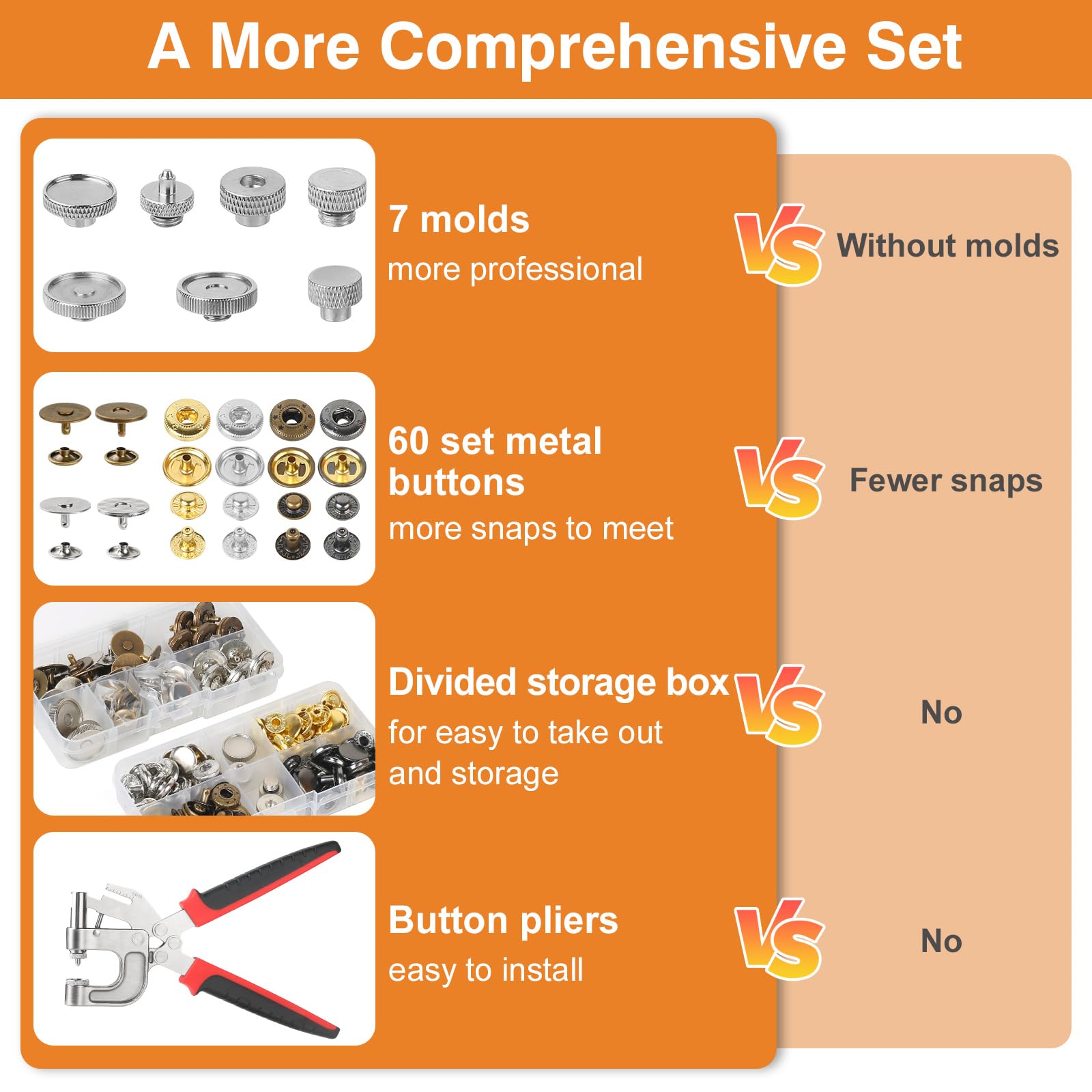 Kit de herramientas de cierre a presión, broches de metal de 15 mm para cuero y botones magnéticos de 18 mm, juego de 80 botones de cuero de 4 colores para tela, cartera, lona