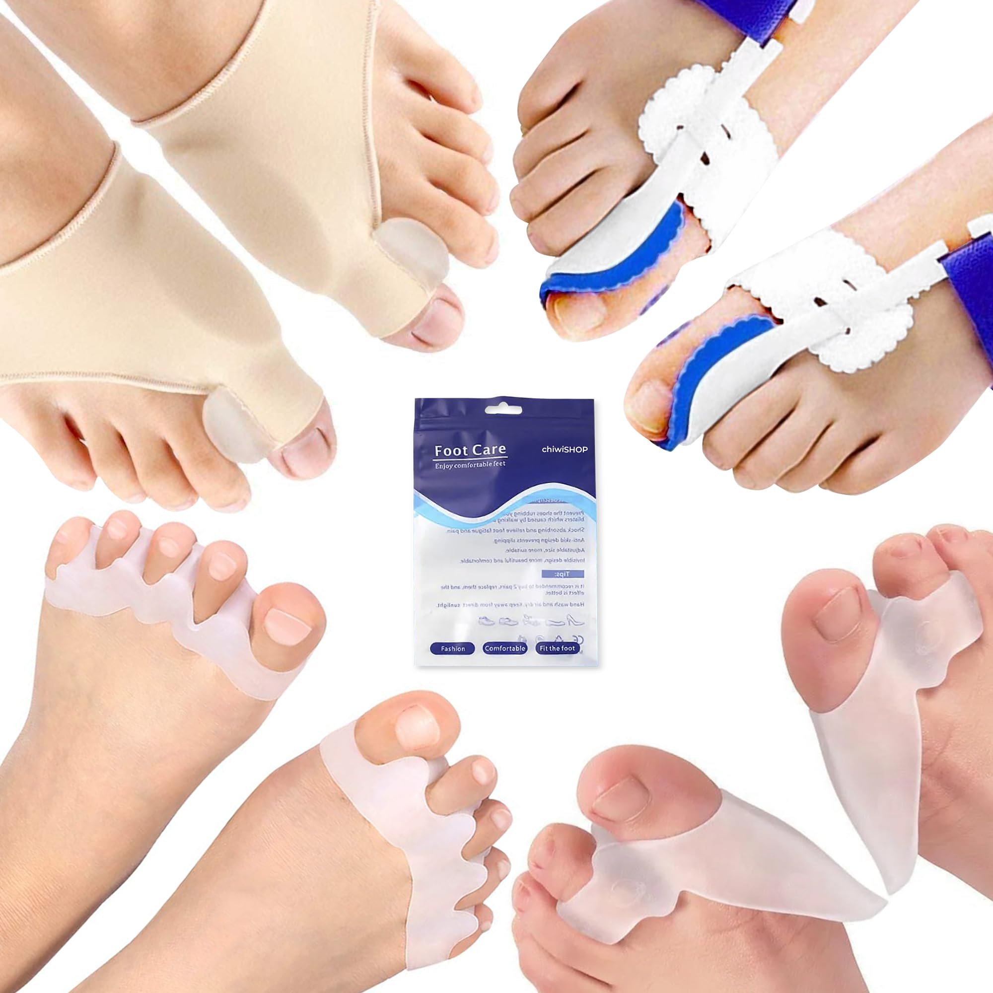 chiwiSHOP ,kit enderezador de juanetes ajustable, Separador de dedos del pie, Pies relajados,protegidos y estirados,Spa para tus pies