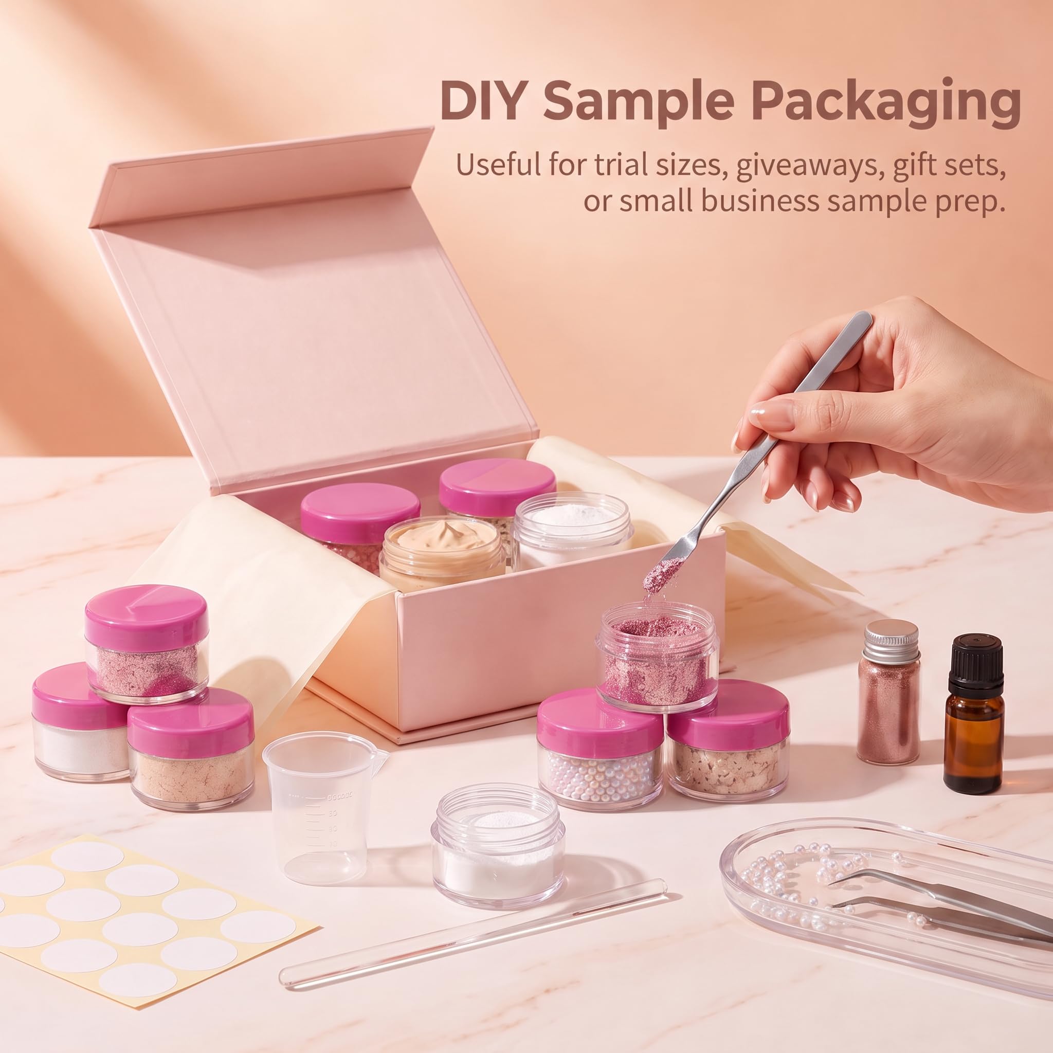 5 Gram Cosmetic Sample Containers, Leak-Proof Plastic Jars