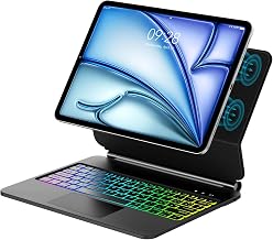 Magic Keyboard for iPad Air 13 13 M4 2026/M3 2025/M2 2024/Pro 12.9 6-3 Gen | Keyboard Cover Touchpad Floating Support, Magnetic 7 Colours Illuminated Colours Trackpad Keyboard Case, Black
