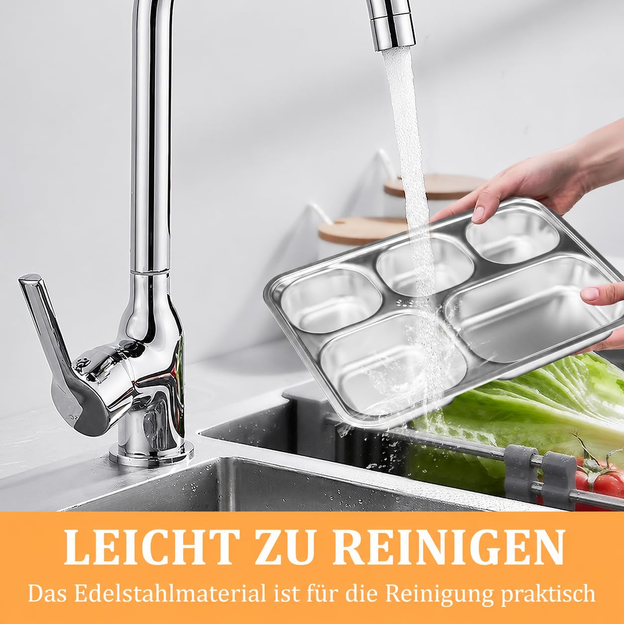Lot de 8 assiettes divisées en acier inoxydable avec couvercle, boîte à goûter rectangulaire divisée à 5 compartiments pour enfants, assiette à portions en métal pour adultes, camping, école