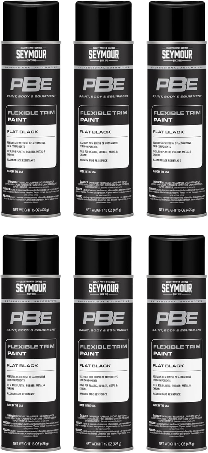 20-1678 – PBE Flexible Trim Spray Paint—Flat Black (15 oz, 6-Pack / 90 oz Total) | Bulk Value Pack | Automotive & Industrial Trim Paint | Fast-Dry Acrylic Coating for Smooth Finishes