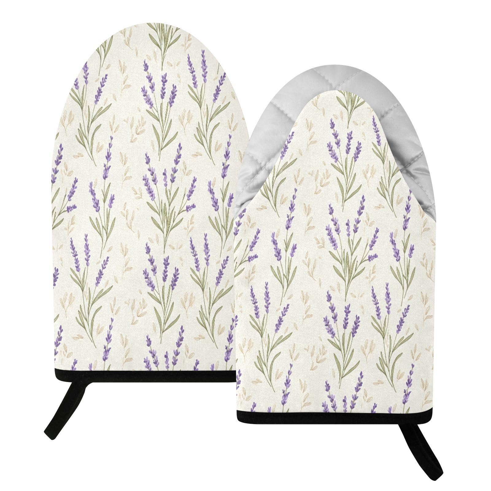 BURSTDDY Lavender Oven Mitt,Heat Resistant Kitchen Mitts for Cooking