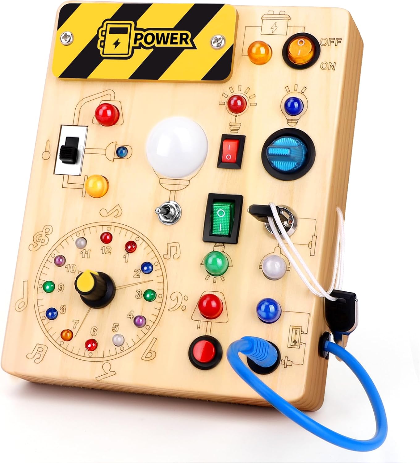 Busy Board for Toddlers - Montessori Educational Toy for 1-3 Year Old Boys & Girls | Travel-Friendly Sensory Learning Activity | Ideal for Kids with Autism(Clocks Busy Board)