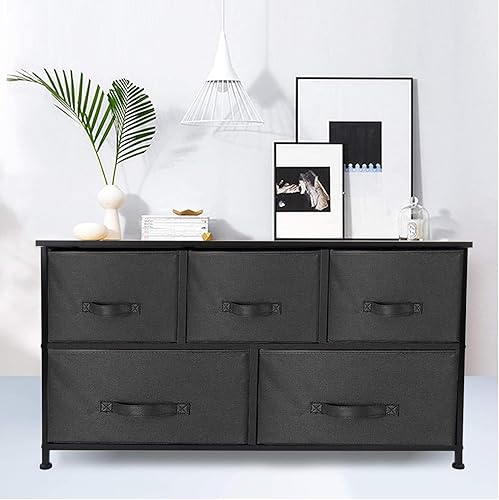 Vista 7 de Home Basics - Organizador de almacenamiento de 5 cubículos (negro), organizador de cajones para ropa, libros, suministros de oficina y más Con