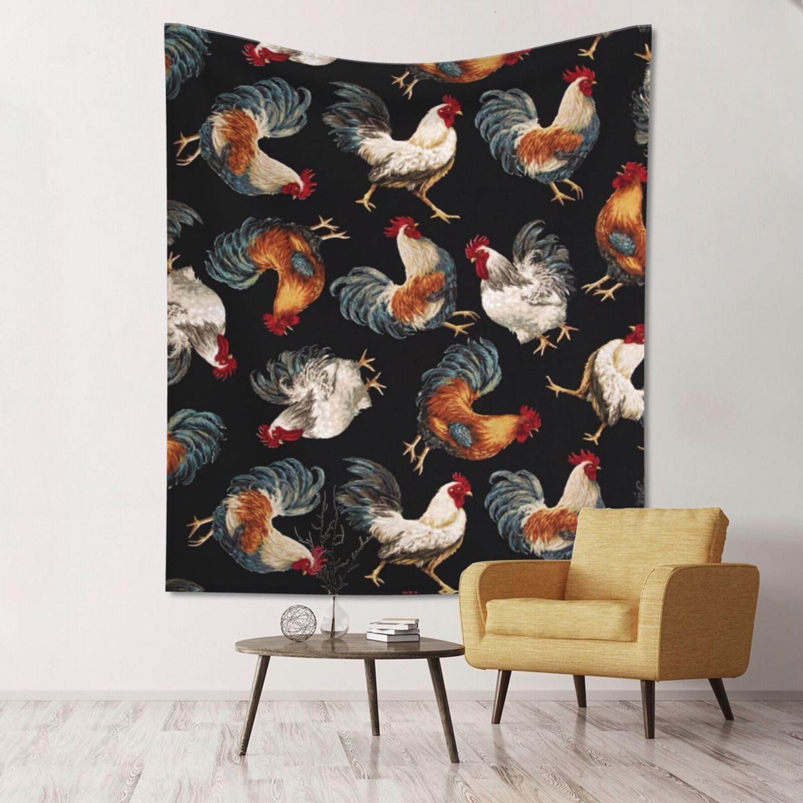 WKSGDSG Large Wall Hanging, Machine Washable Tapestry For Dorm Room, French Roosters, Lightweight Polyester Wall Art For Bedroom Living Room, 152x130cm