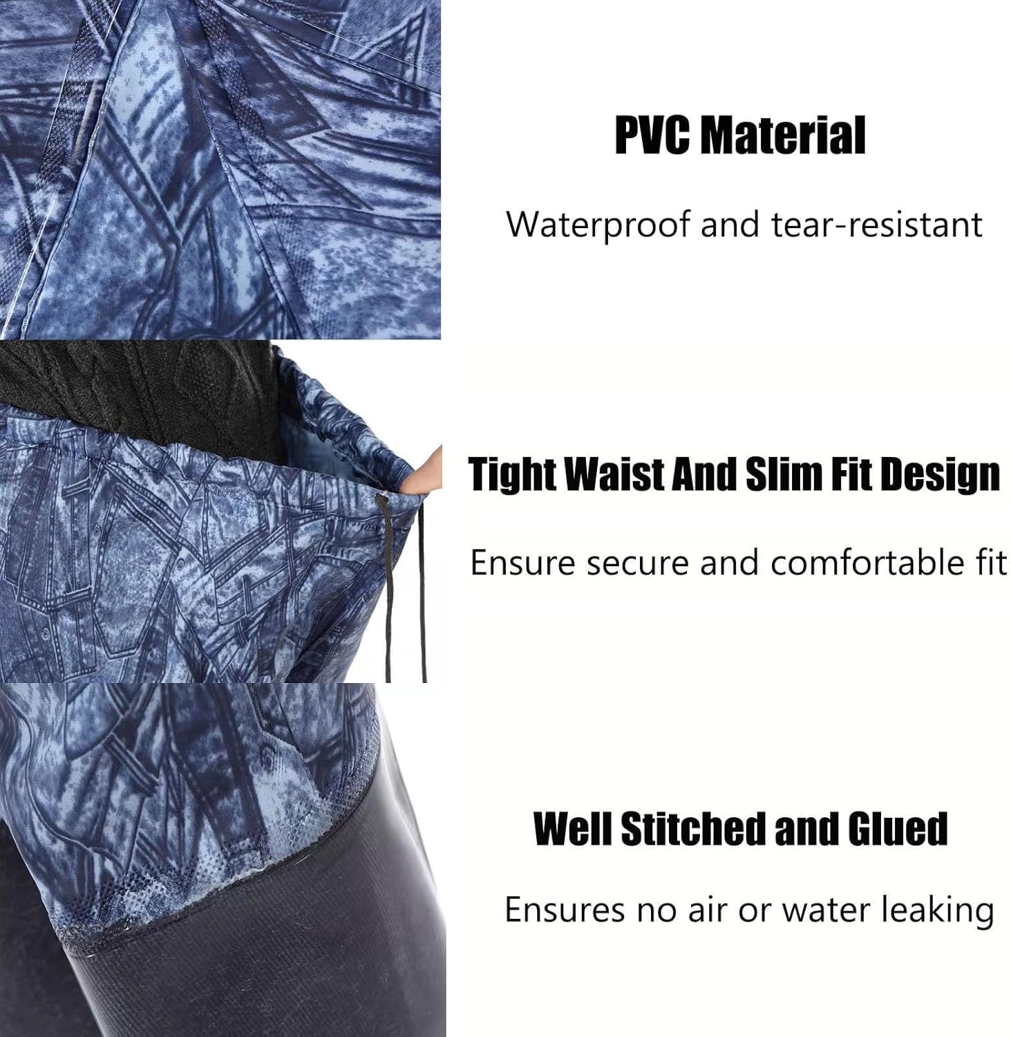 Wodery wędkarskie z butami, męskie lekkie wodery biodrowe, spodnie brodzące z podeszwą Oxford PVC, lekkie i wygodne(8)