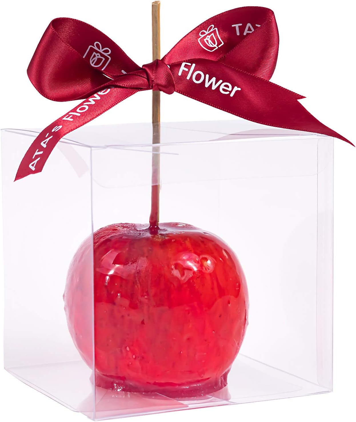 Clear Candy Apple Boxes with Hole 4"x 4"x 4" Transparent Favor Boxes Set of 20 Food-Grade Treat Box for Caramel Apples Cake Pops Cookies Chocolates (Clear, 20)