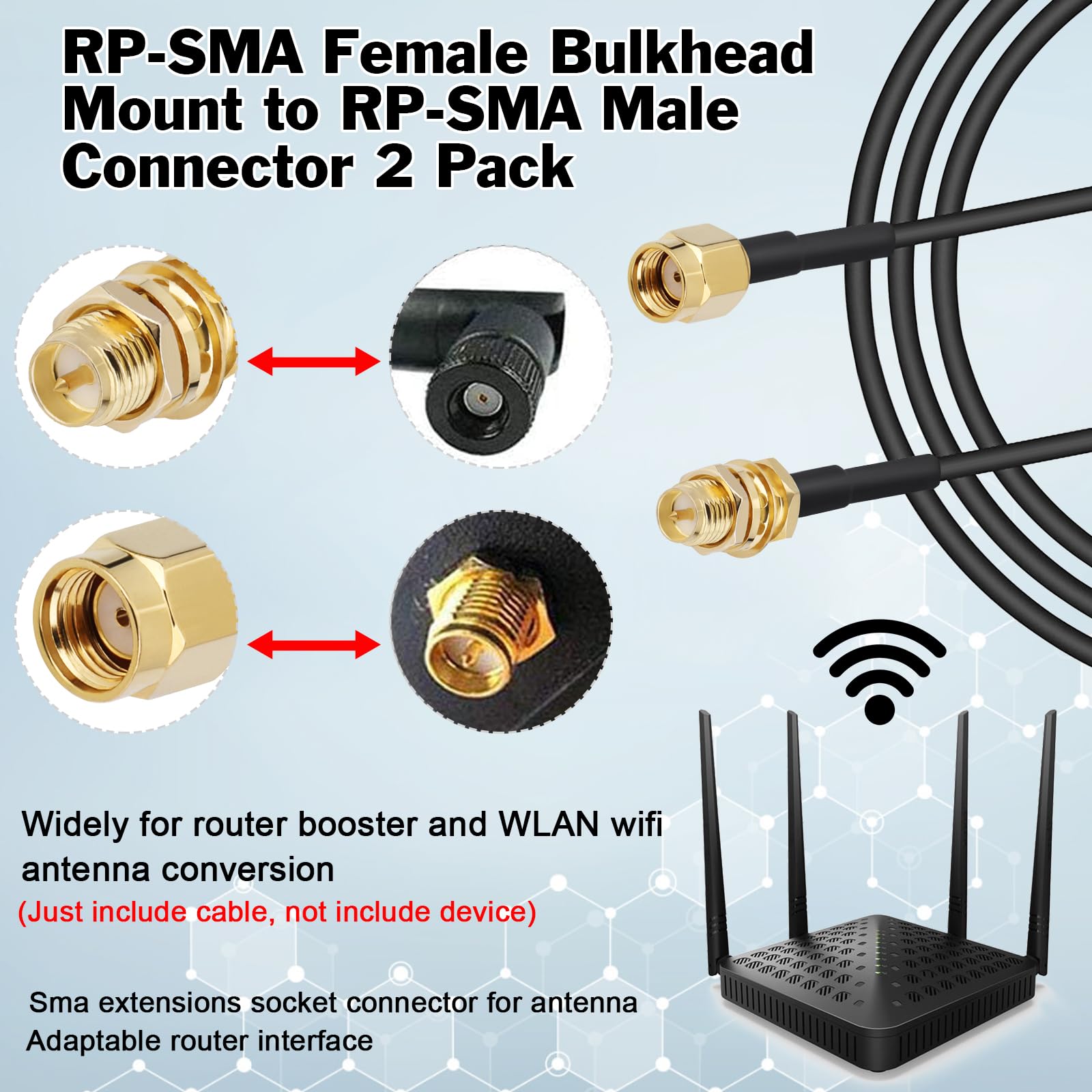 Câble D'extension Antenne WiFi 10m RP-SMA - Rallonge Pour Routeur Et Antenne Cellulaire - Faible Perte
