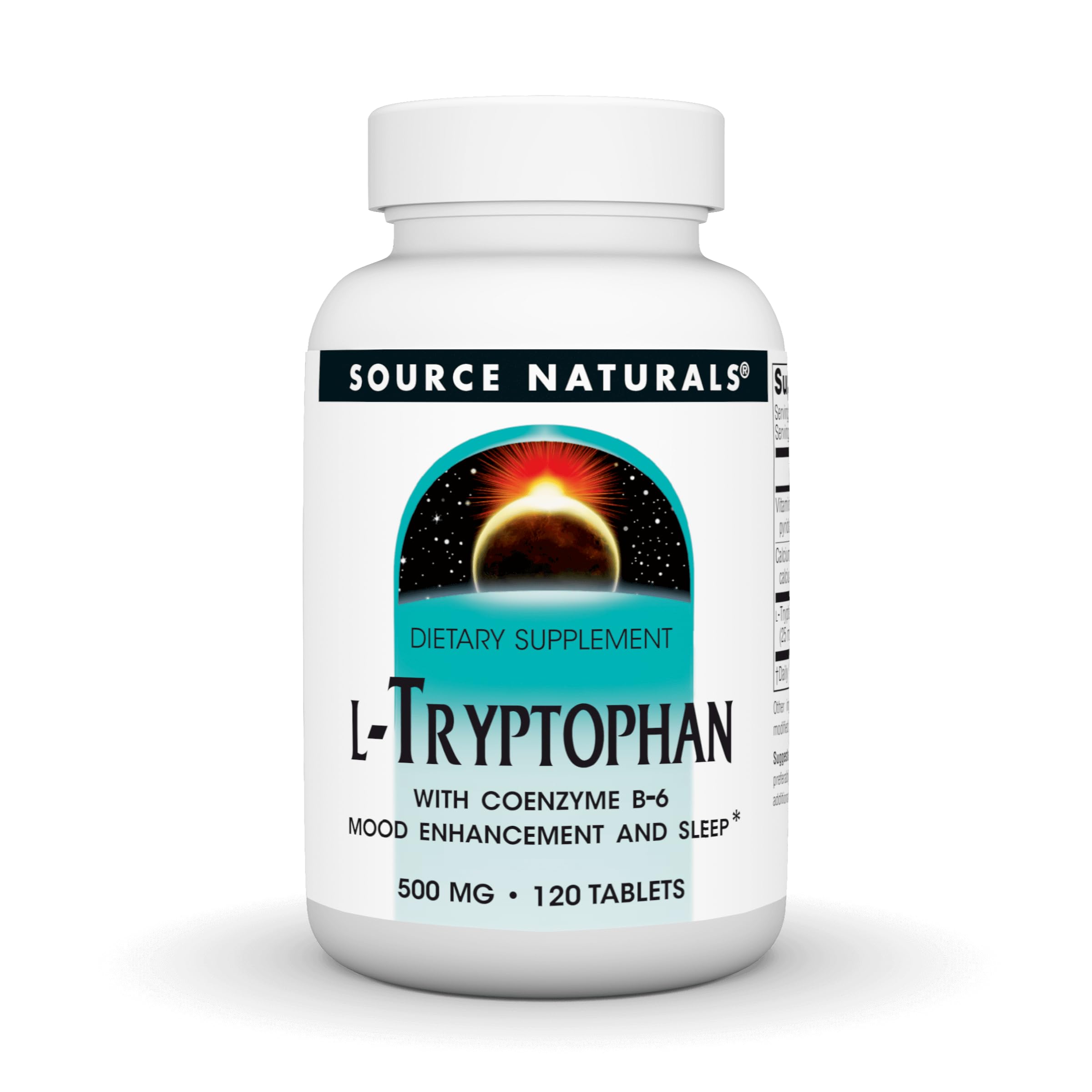 Source Naturals L-Tryptophan with Coenzyme B-6, 500mg - 120 Tablets 120 Count (Pack of 1)
