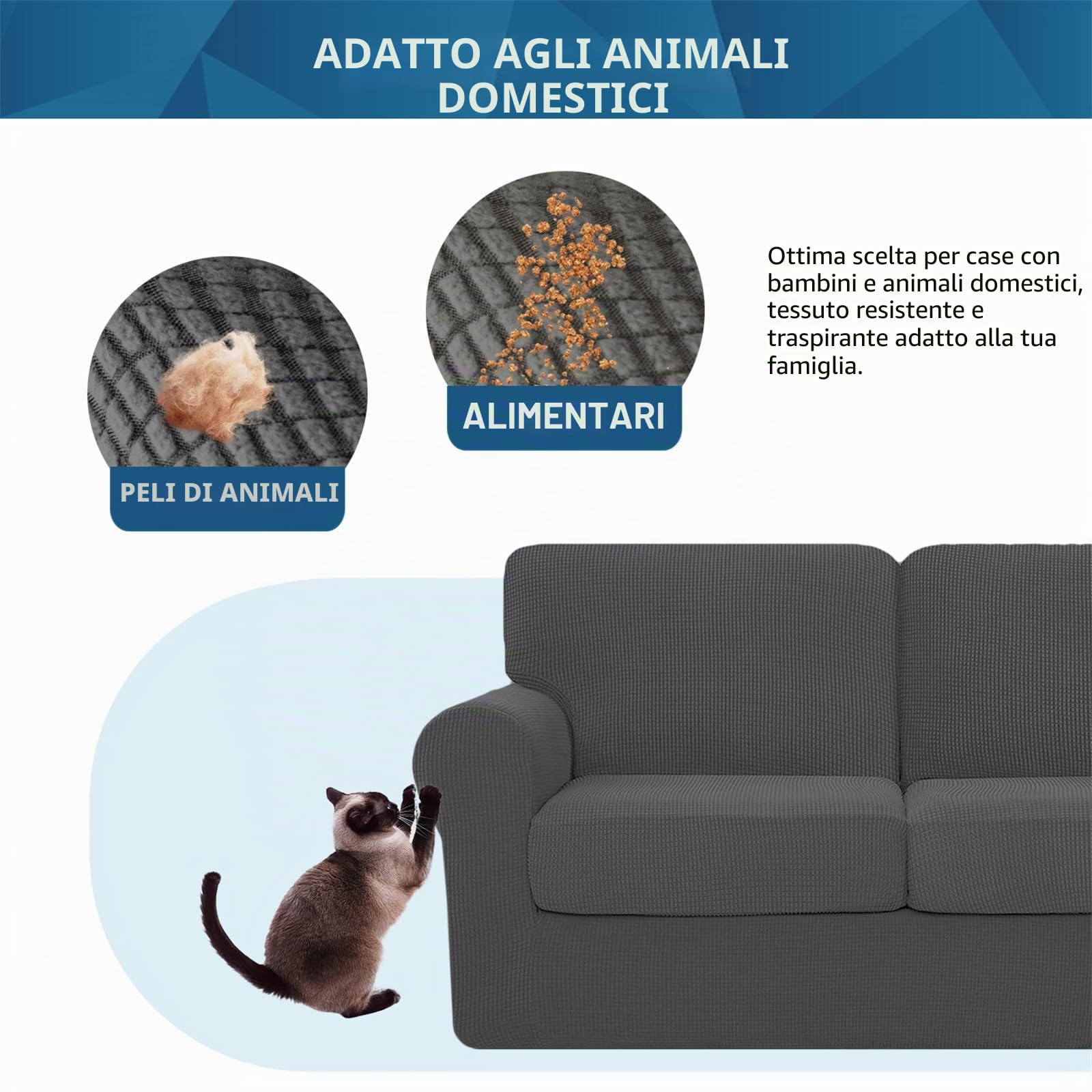 Copridivano con Schienali Separati E Cuscini Seduta, Copridivano Antiscivolo con Fascia Elastica, Proteggi Mobili Jacquard Elasticizzato (2 Seater(145-178cm),Grigio scuro)