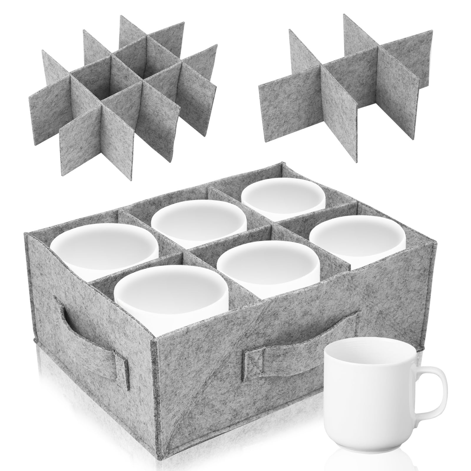 Caravan Mug Storage Felt Camping Cup Holder for Glass, Light gray
