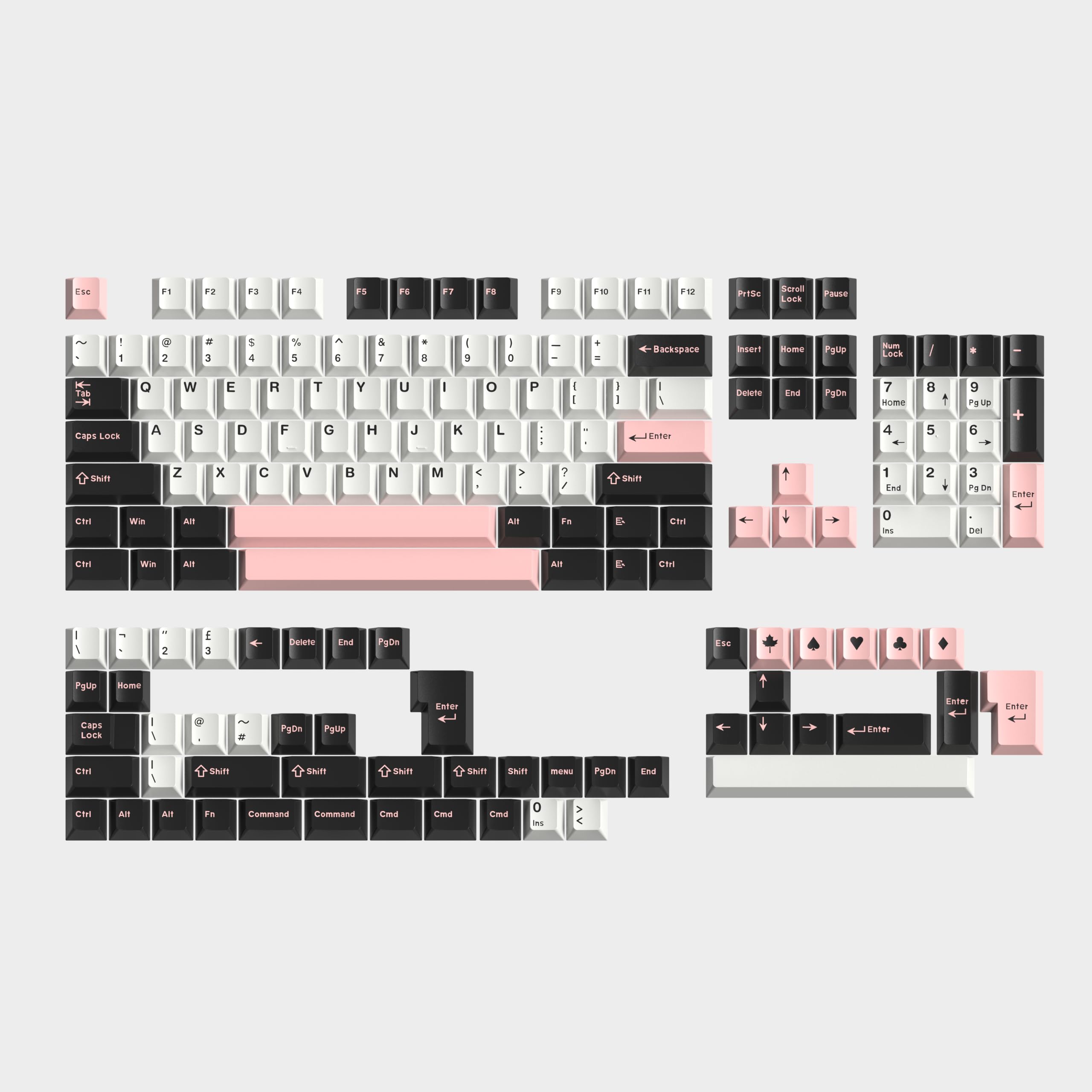 Pink Dye-sub Keycaps, 163 Keys Cherry Profile, Double Shot Keycaps Set, Custom Key caps for MX Switches Mechanical Keyboard(Olivia)