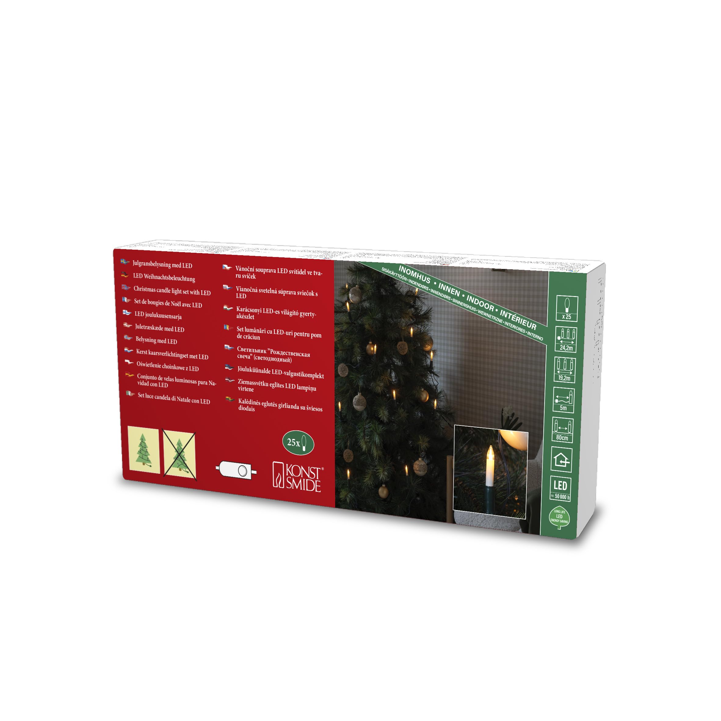 Konstsmide 1109-020 - Catena per albero a LED, con 25 diodi ambra, 4,5 V, interno, 3,6 W, cavo verde