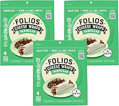 Folios 100% All Natural Cheese Wraps | Parmesan Flavor | Gluten Free, Grain Free and Naturally Lactose Free | Certified Keto | 1 gr of carbs, 3 Pack