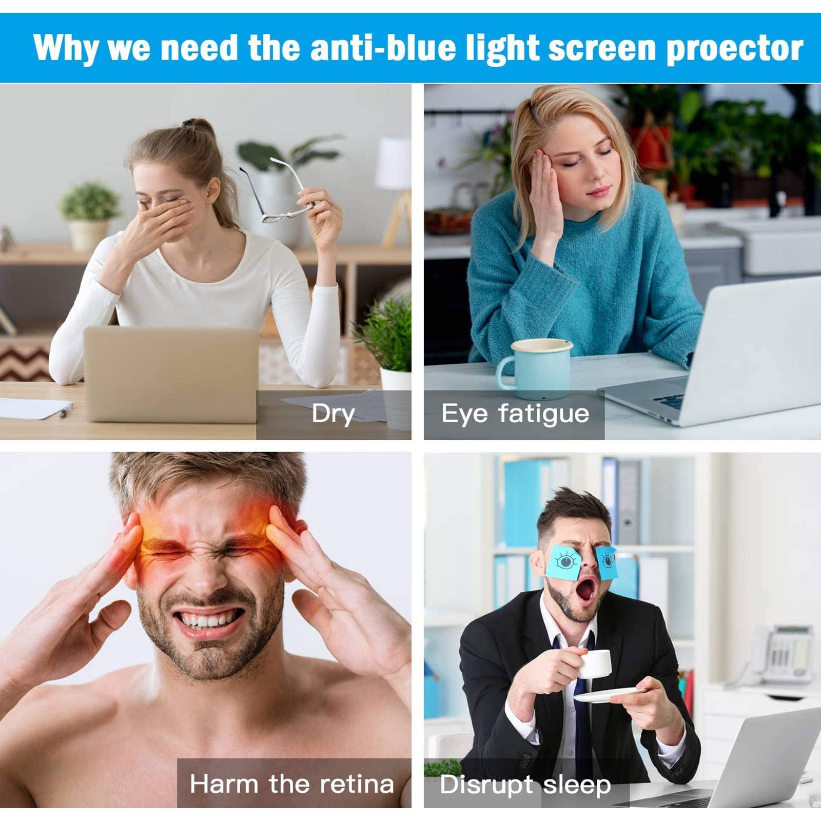 4-32 pouces Filtre Anti Lumière Bleue pour Moniteur d'ordinateur,Anti Blue Screen Protector,Lumière Bleue Panneau de Protection d'écran d'ordinateur,Convient aux Téléviseurs,LCD TV&PC,Amovible