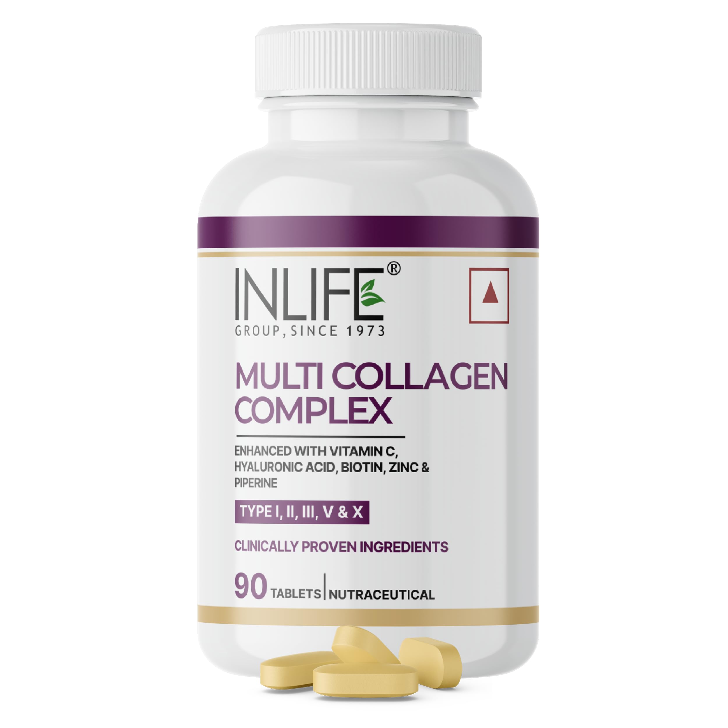INLIFE Multi Collagen Complex Tablets | 5 Types Peptides I, II, III, V & X with Biotin, Hyaluronic Acid | Collagen Powder Supplements for Women & Men - 90 Tablets (Pack of 1, 90)-image-29