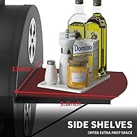 Vista 8 de Parrilla de carbón de barril, parrillas de carbón grandes con estante lateral, parrilla de barbacoa al aire libre, perfecta para campamento