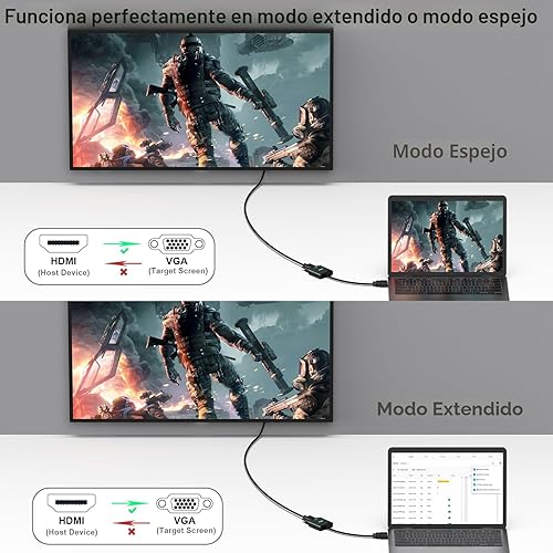 Miniatura 4 de BENFEI Adaptador HDMI a VGA, chapado en oro (macho a hembra) para computadora, escritorio, laptop, PC, monitor, proyector, HDTV, Chromebook