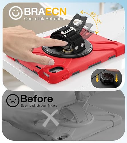 Miniatura 14 de BRAECN Funda para iPad de 9ª/8ª/7ª generación, resistente a prueba de golpes con protector de pantalla, soporte para lápices, soporte para tapa