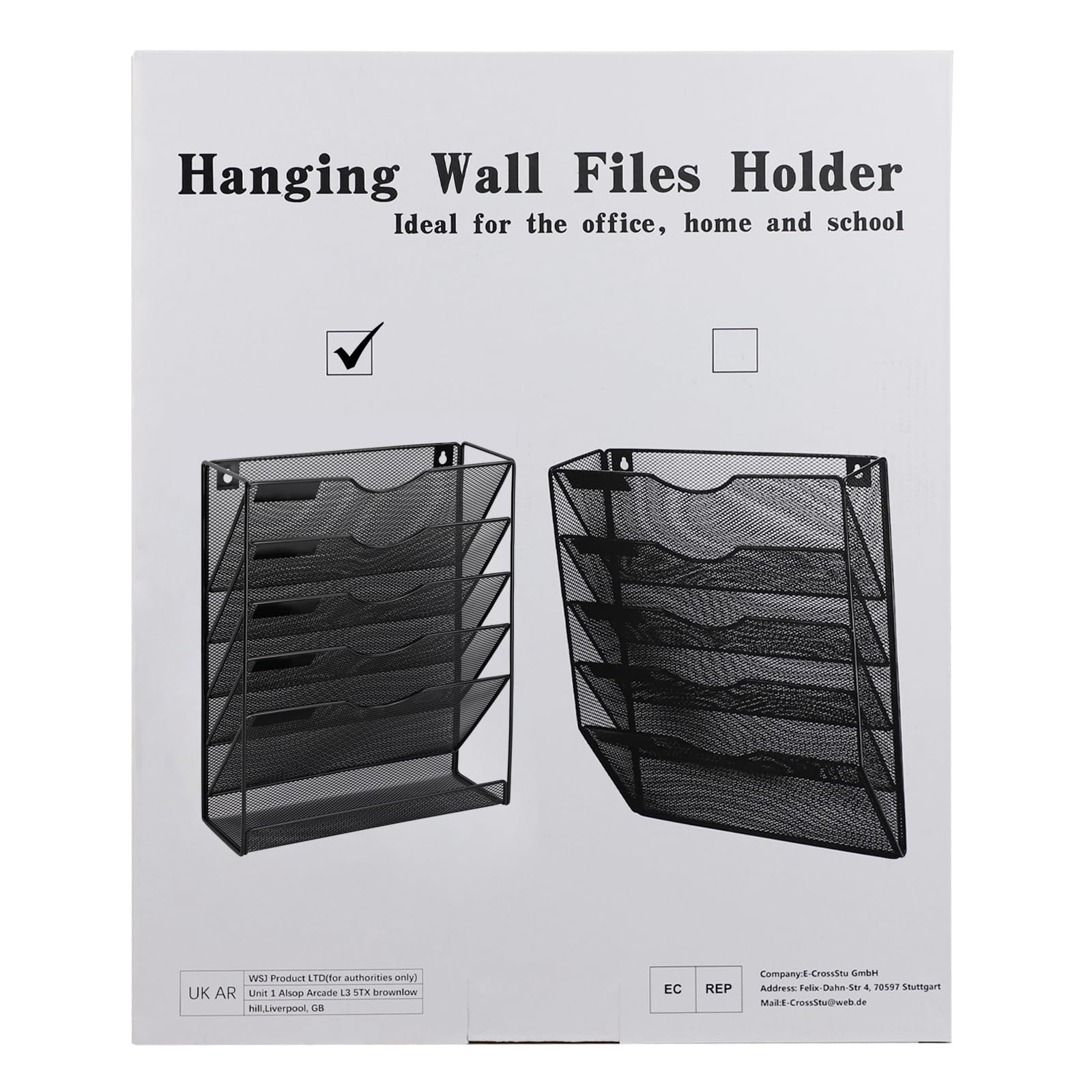 Porte Documents Mural, 6 Niveaux Porte-revues mural, corbeilles à courrier Fixation murale maille métallique durable, Noir