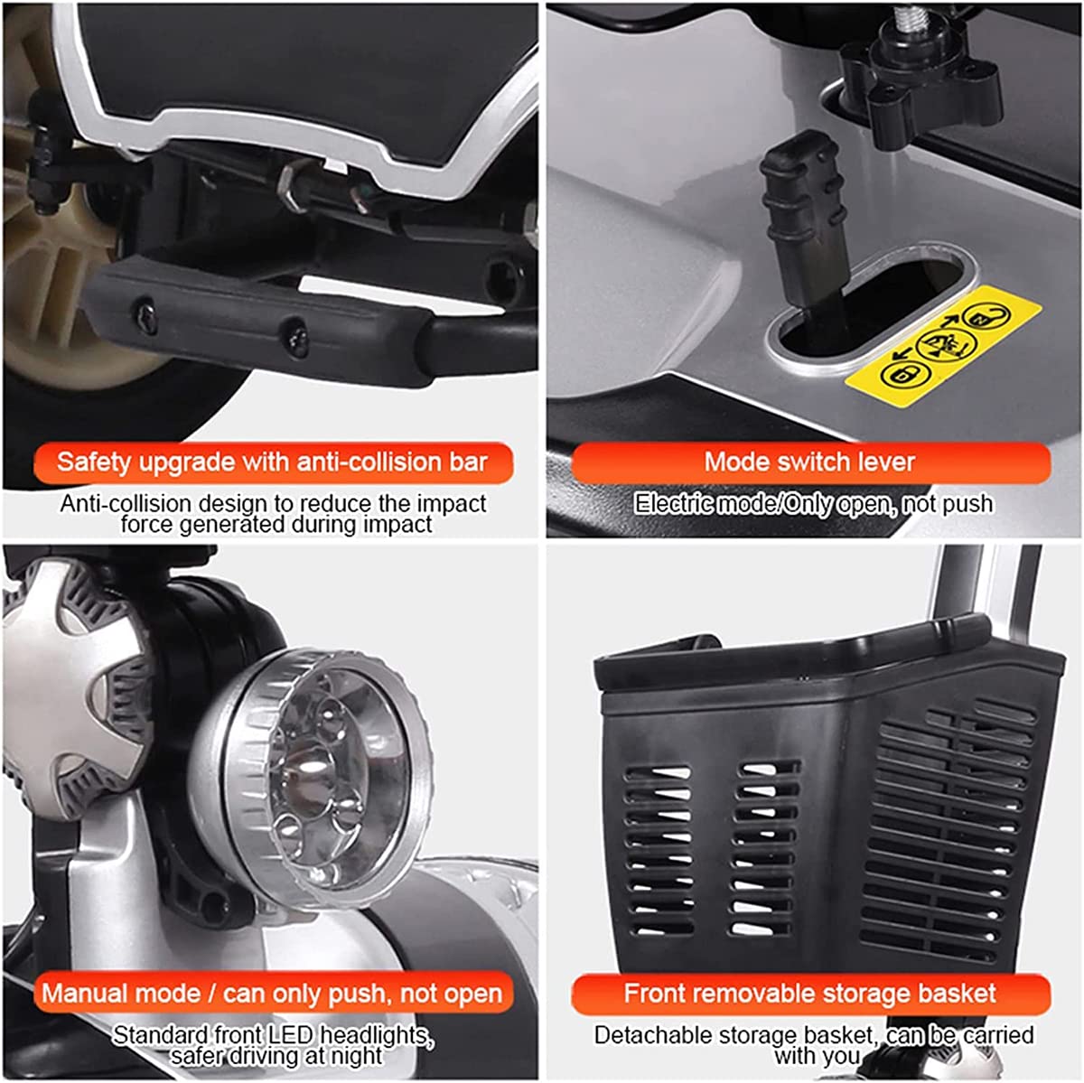 Scooter eléctrico para ancianos - Scooter de motor - Vehículo eléctrico para viajes Scooter de movilidad de 4 ruedas - Silla de ruedas móvil eléctrica para adultos - Plegable y compacto - Verde