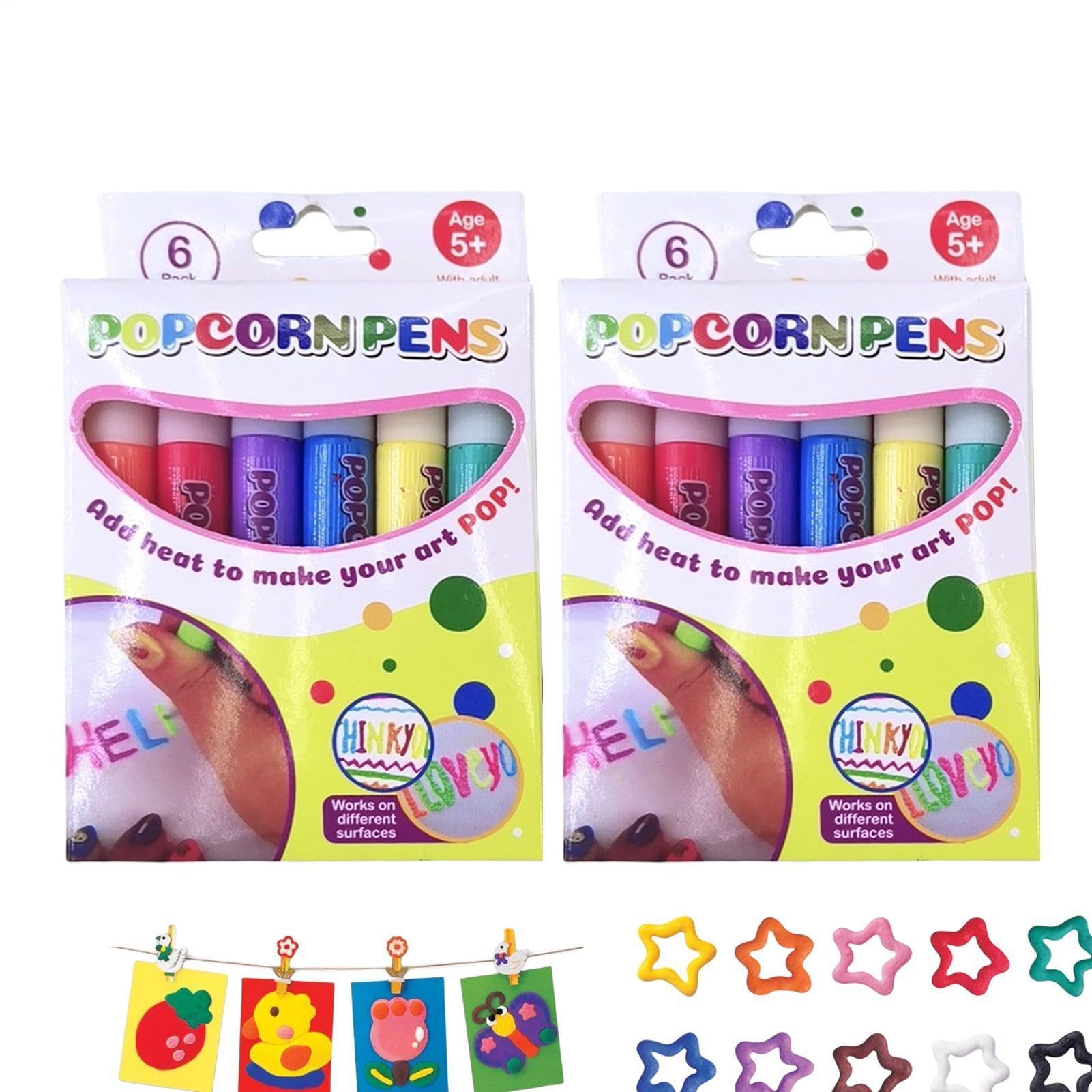 Popcorn Pens, 12PCS DIY Bubble Popcorn Drawing Pens for Kids