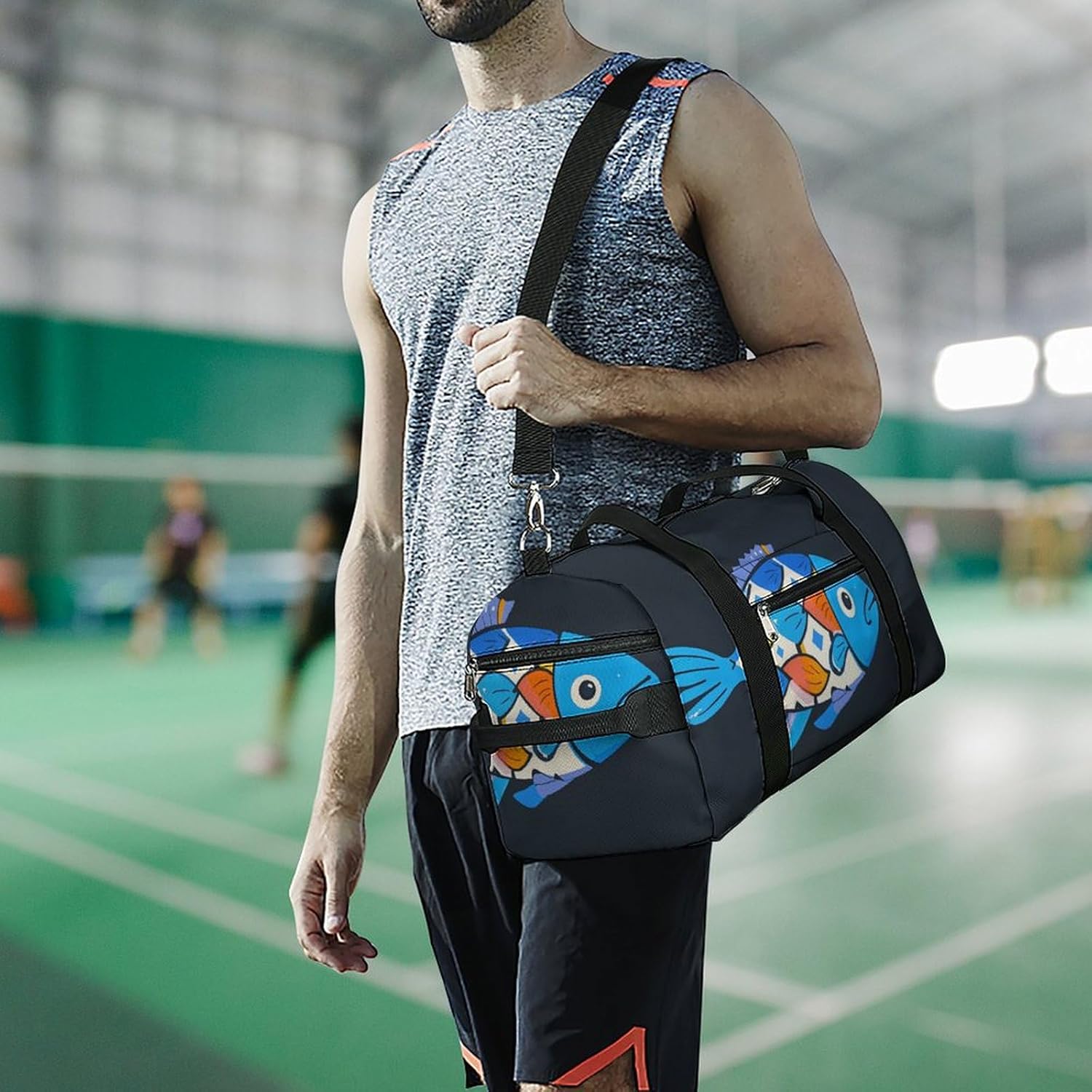 Gym Bag for Men Travel Duffle Bag Fish Tote Bag Weekender Duffel Bag Weekender Bag for Sports