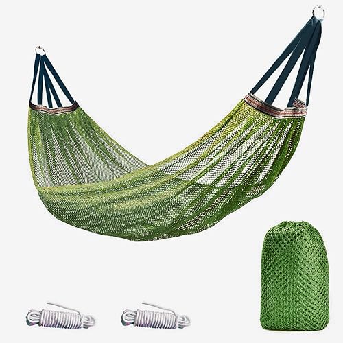 RANIT Outdoor Hammock, Super Soft and Breathable Nylon Mesh Hammock - Maximum Load of 650 LB (Army Green)