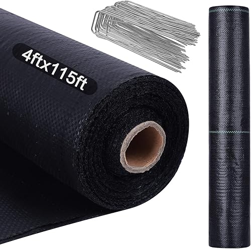 Miniatura 10 de Tela de barrera de malezas de 6 pies x 300 pies, tela de alta calidad tejida resistente para el suelo de jardín, tela de control de bloques de malas