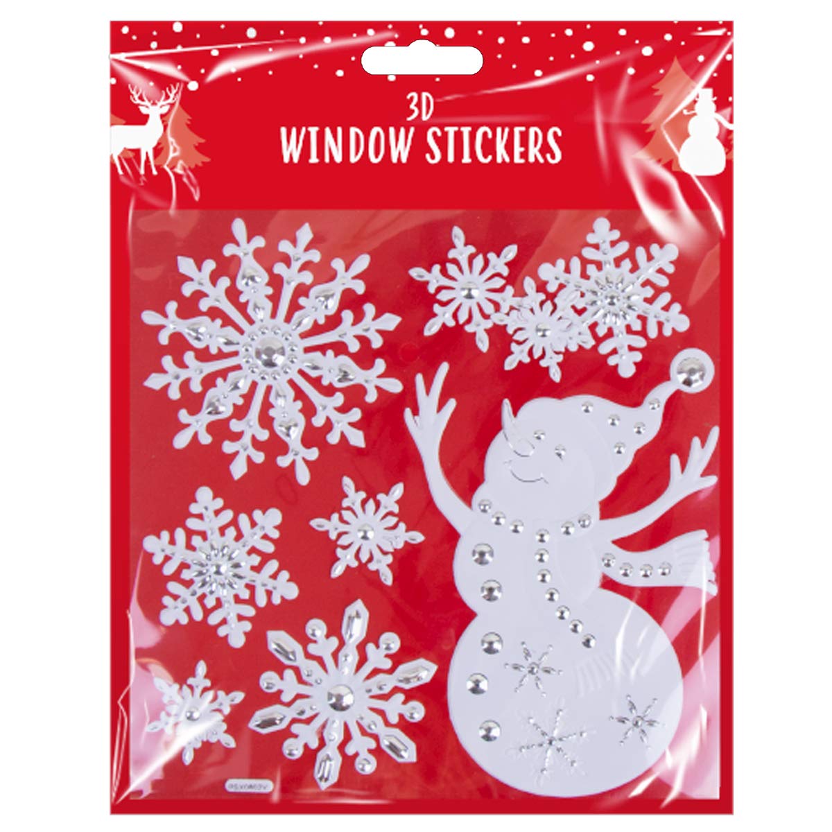 Lizzy White 3D Christmas Window Stickers Clings Reusable Snowflakes Decorations Uk (Snowman 2446)