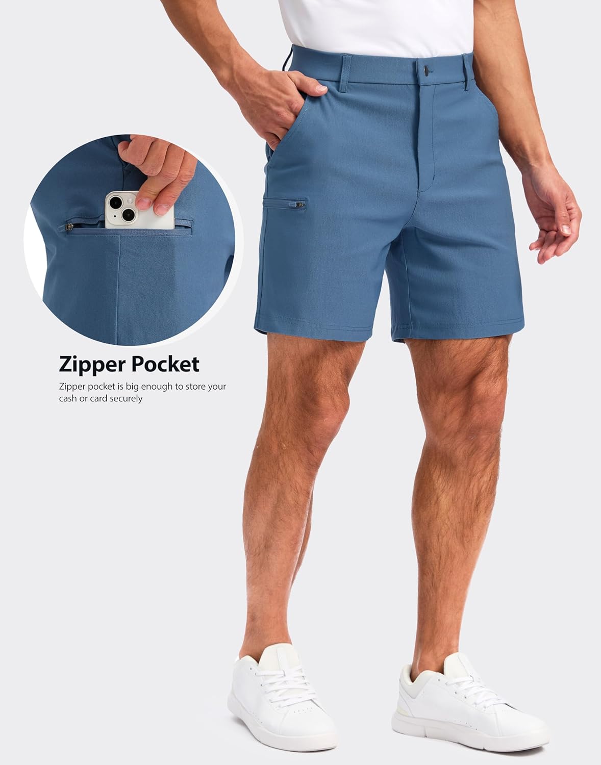 Pudolla Men's Casual Shorts 7/9 Inch Golf Shorts Stretch Dress Work Shorts for Men with 4 Pockets Quick Dry Lightweight - Image 4