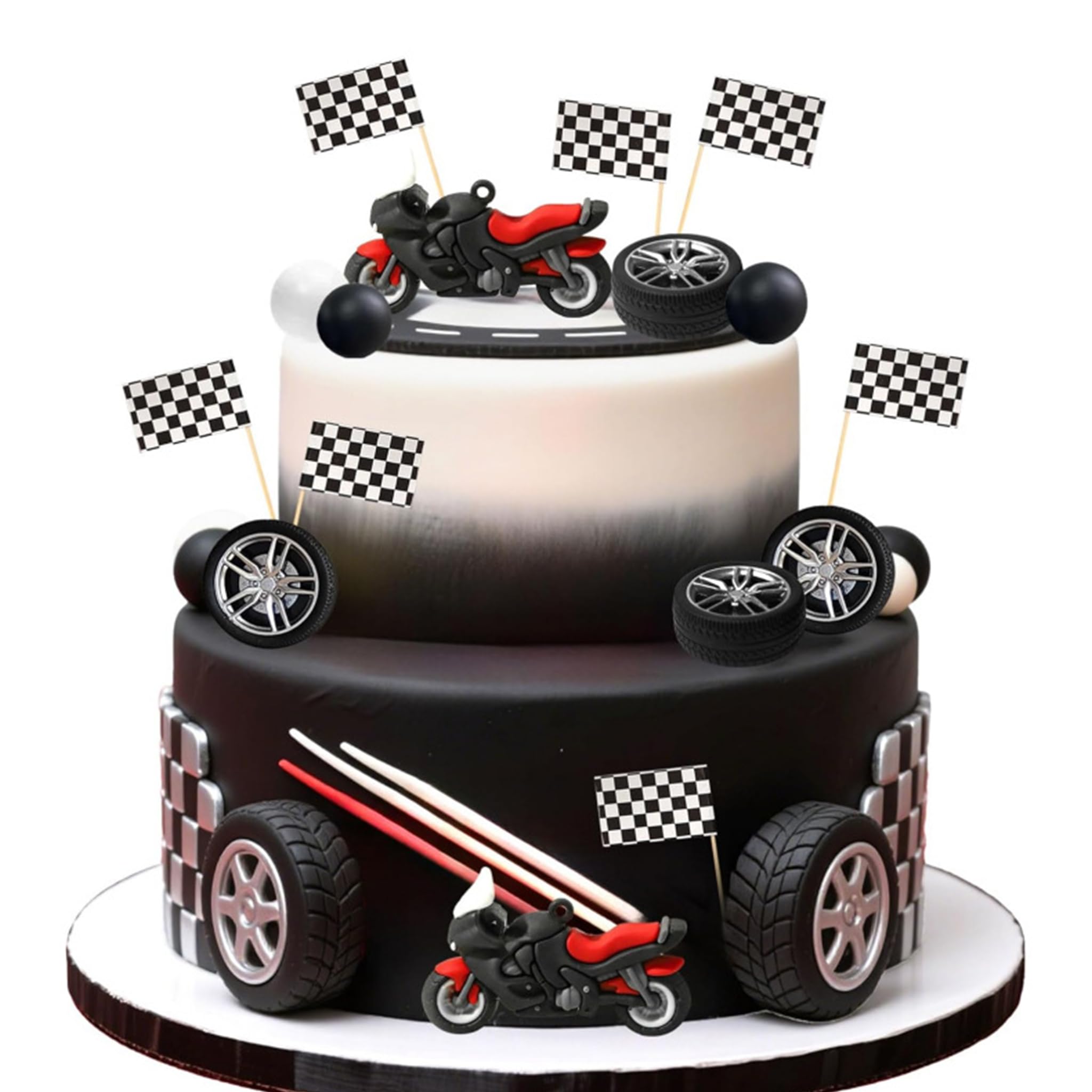 Durdiiy 28 PCS Dirt Bike Cake Decorations Set, Motorbike Cake Topper for Motocross Birthday Party, Motorcycle Theme Party Decorations for Men Birthday, Racing Viewing Gatherings