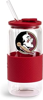 The Memory Company Officially Licensed 18oz Glass with Silicone Lid and Wrap, Florida State University