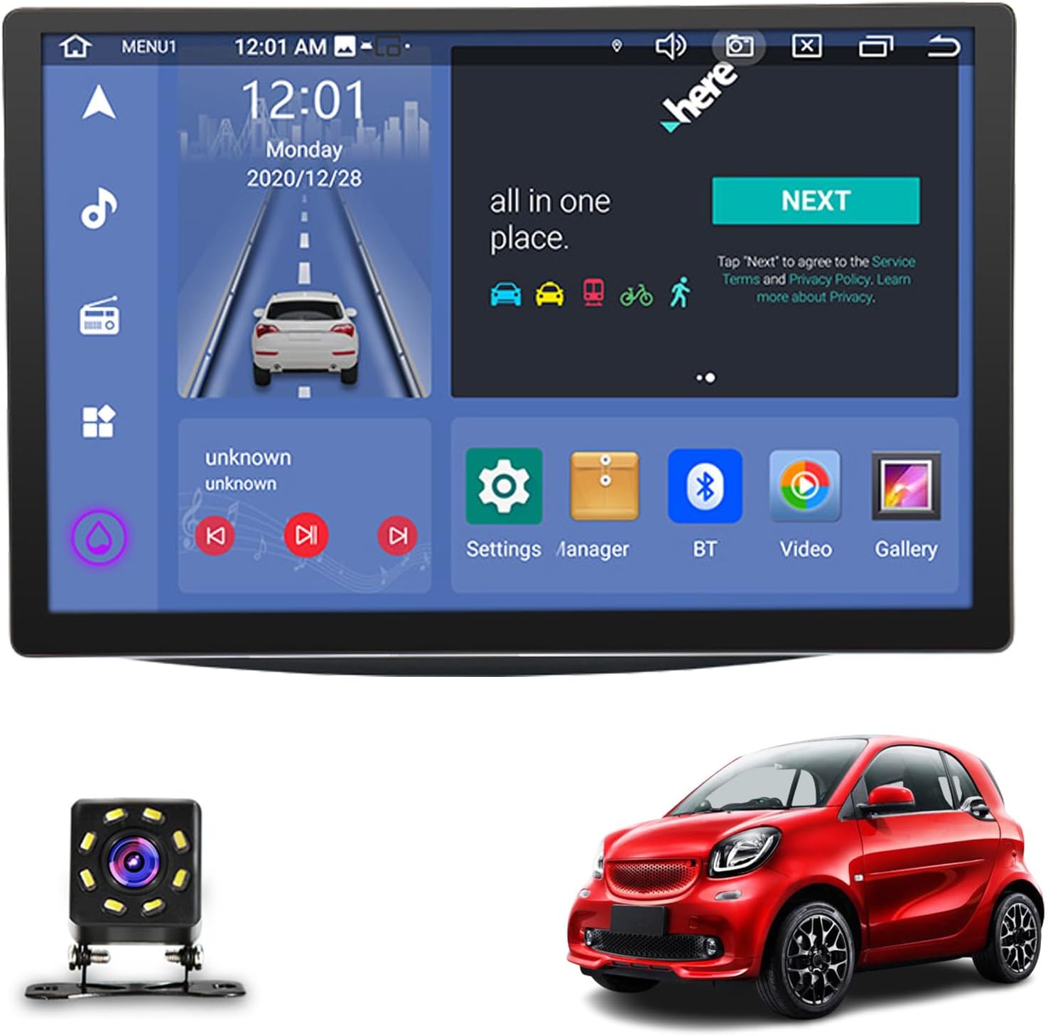 Radio Android 13 Car Stereo for Mercedes Smart (2015-2018),13.3 Inch Touch Screen Auto Navigation System with GPS WiFi Bluetooth FM Mirror Link + Backup Camera(Size:2+32)
