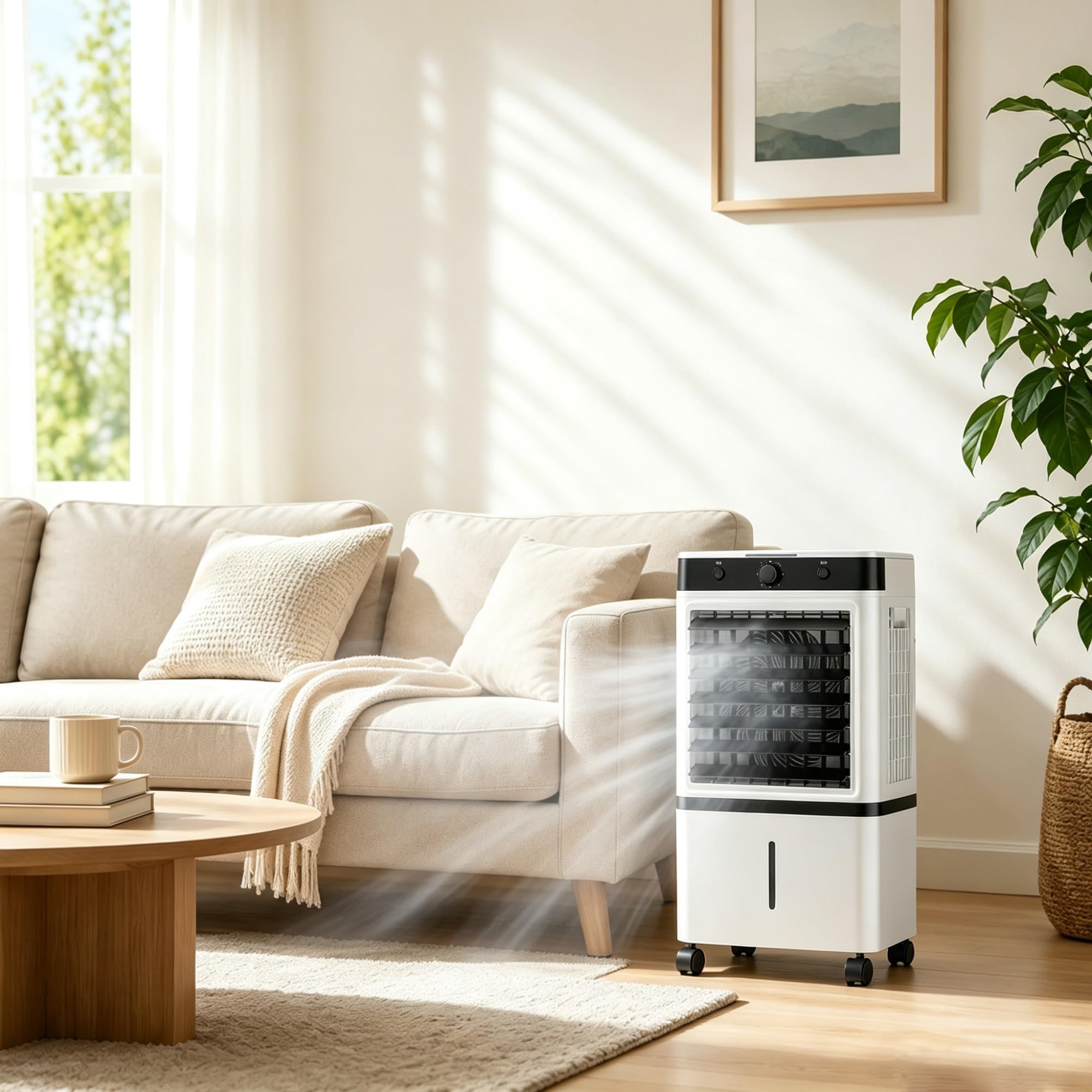 Climatizador Evaporativo Portátil, Enfriador de Aire Llenado Superior, Ideal para Hogar, Dormitorio, Oficina, Ventilación Interior