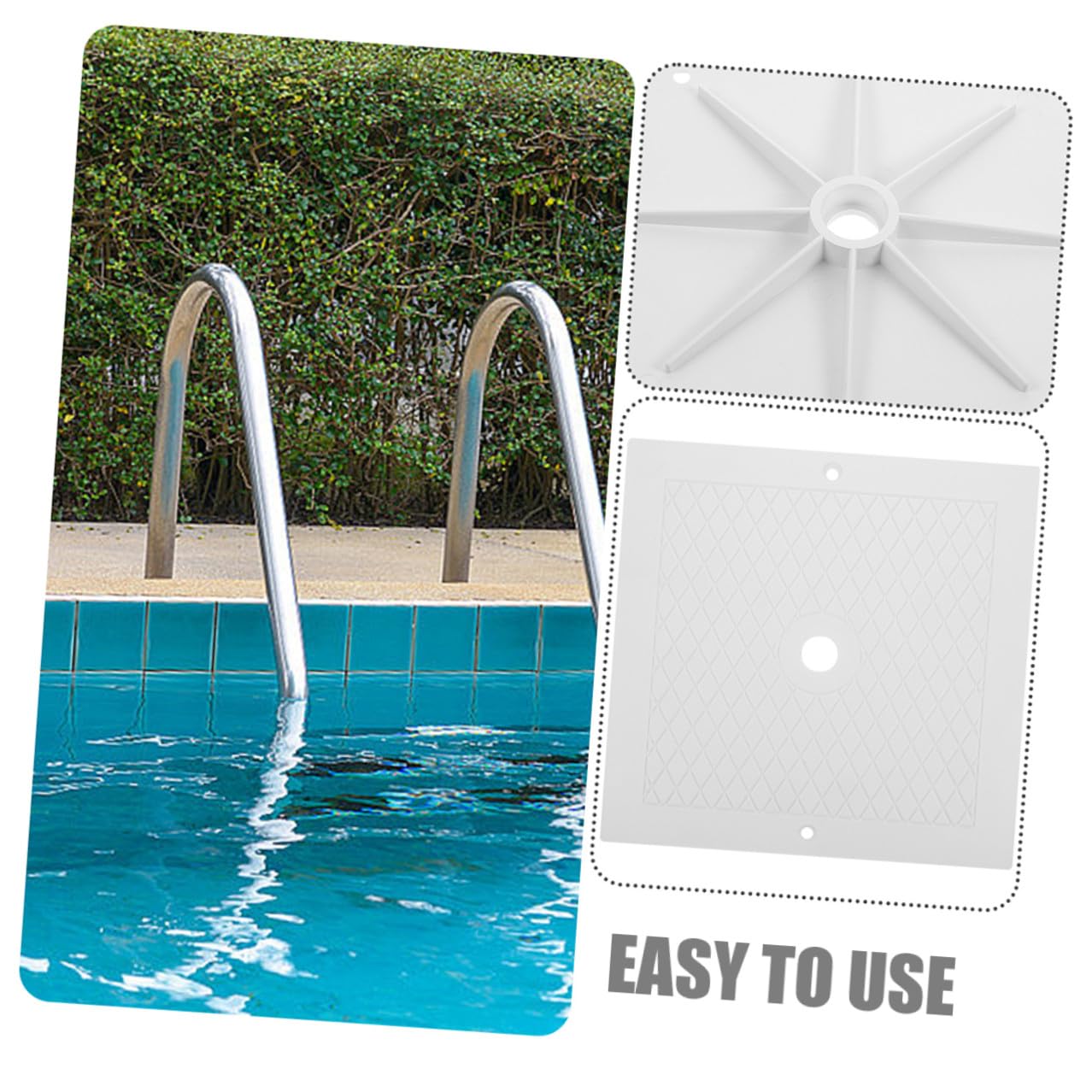 Couvercle D’écumoire Carré 10 X10 en Polypropylène Résistant, Lot de 2 Pièces, Accessoire de Remplacement pour Skimmer de Piscine Enterrée, Protection Les Débris, Compatible