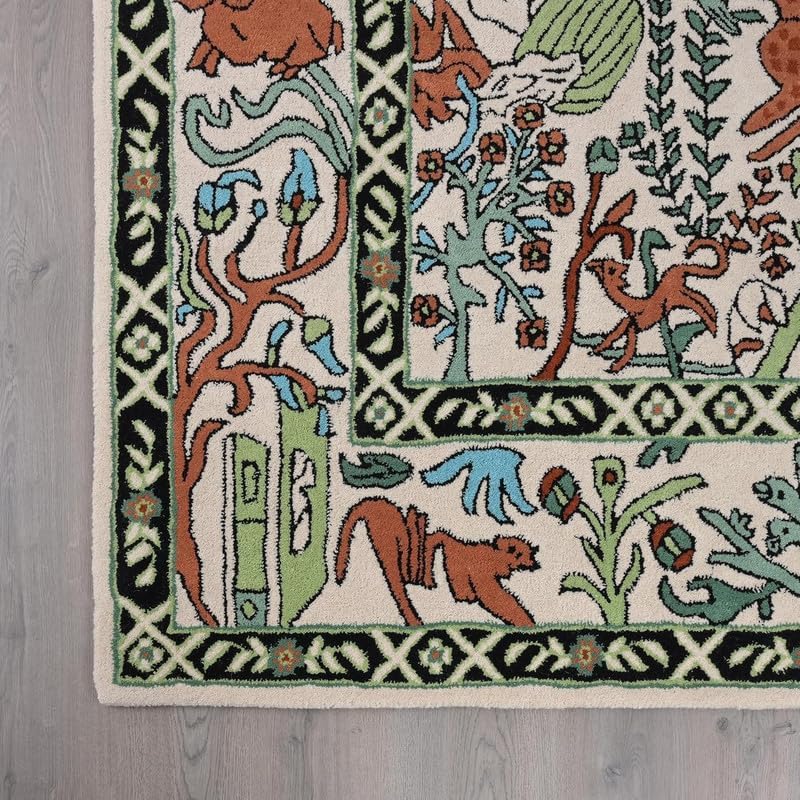 Hand Tufted Forest Animal Area Rug 8x10ft(96x120inches)|Nature Inspired Carpet for LivingRoom&Bedroom|SoftWoolRug